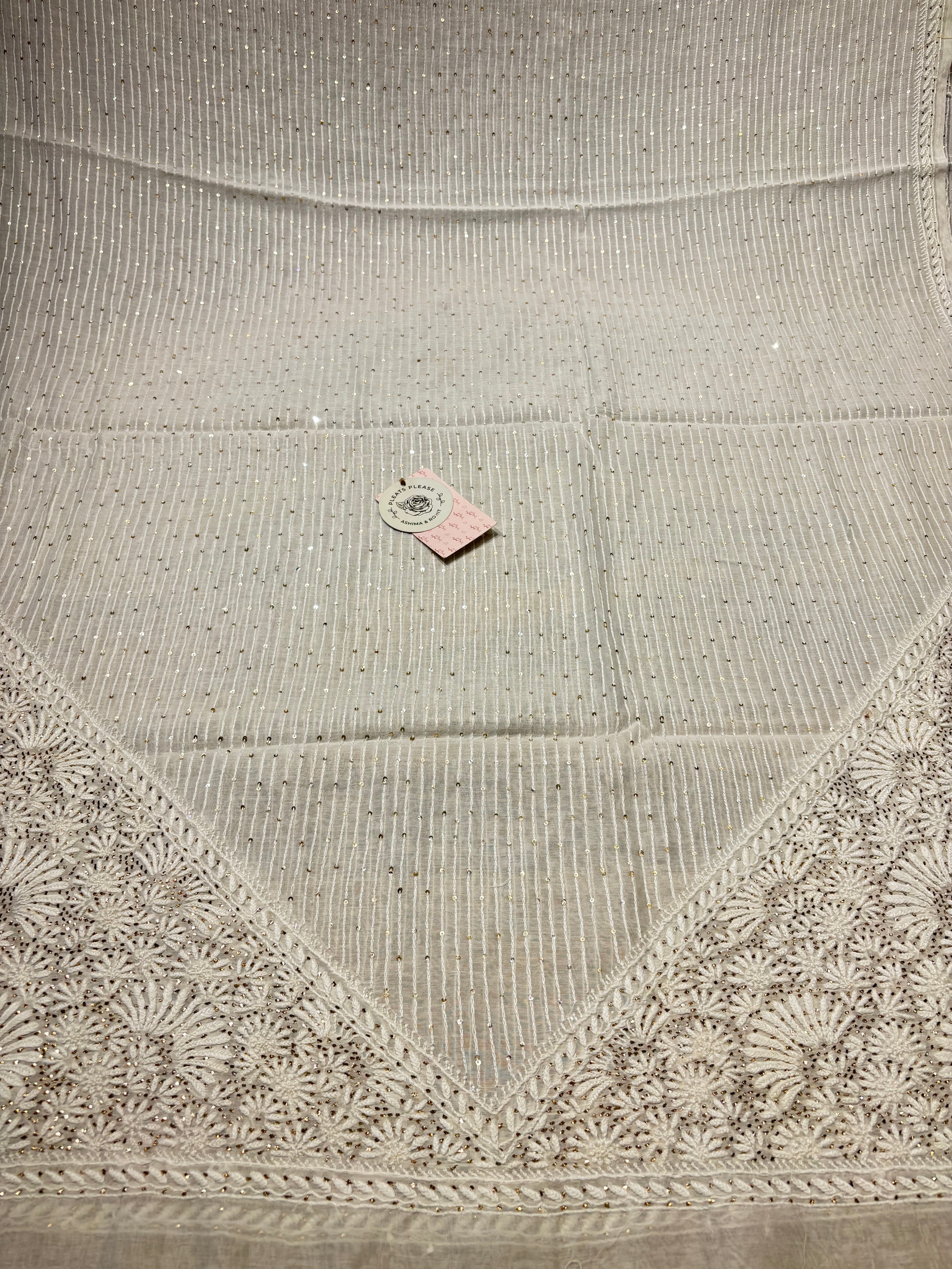 Dyeable Chanderi Mul Chikankari & Mukaish Kurta And Dupatta Set
