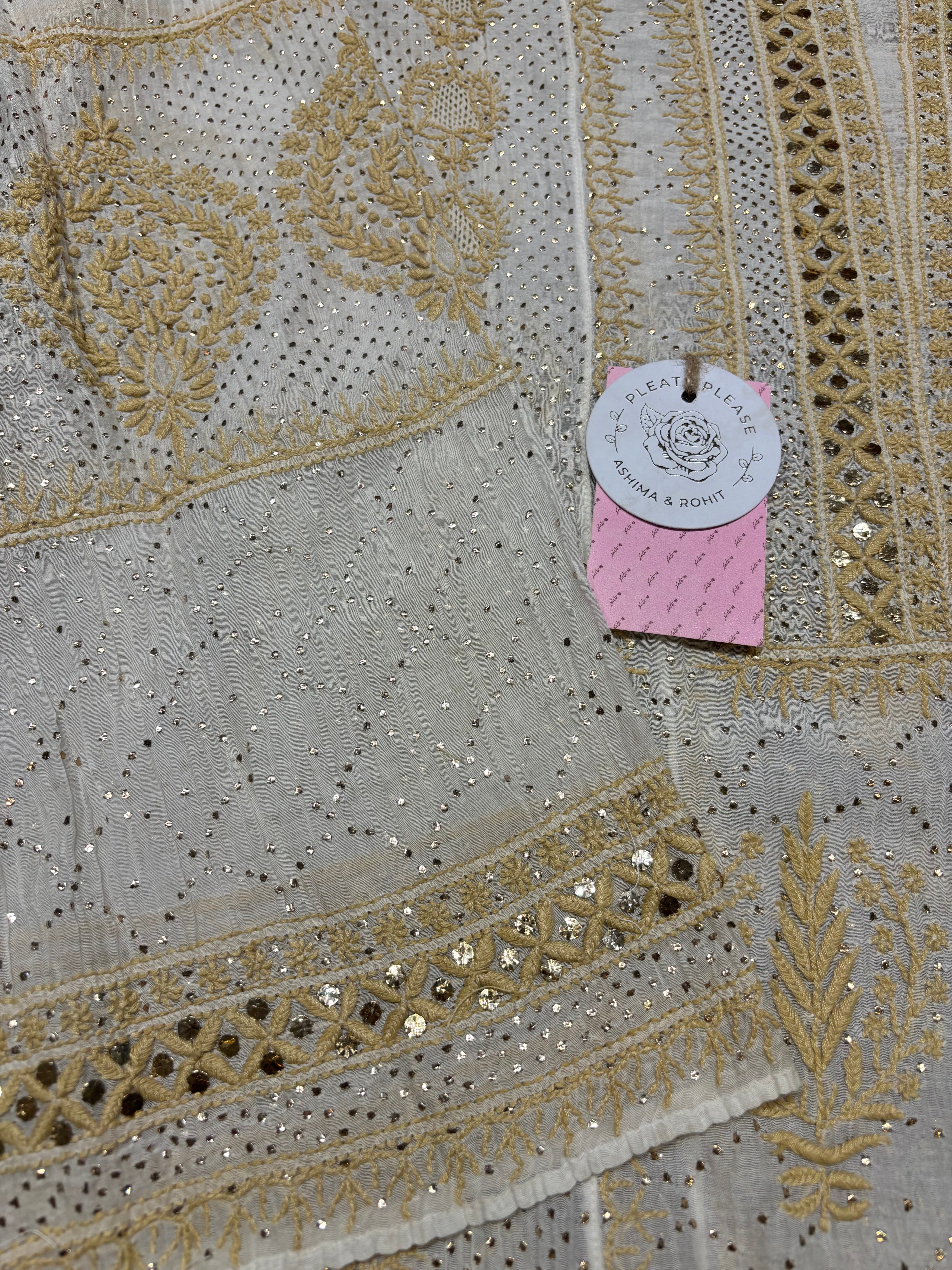 Dyeable Pure and Premium Chanderi Mul Chikankari & Mukaish Anarkali and Dupatta Set