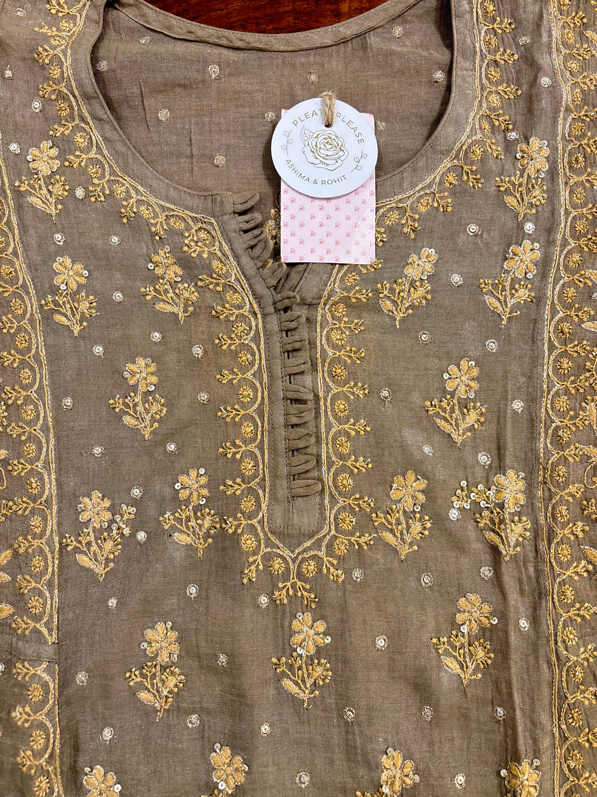 Ash Grey Pure & Premium Tissue Chikankari Anarkali & Dupatta