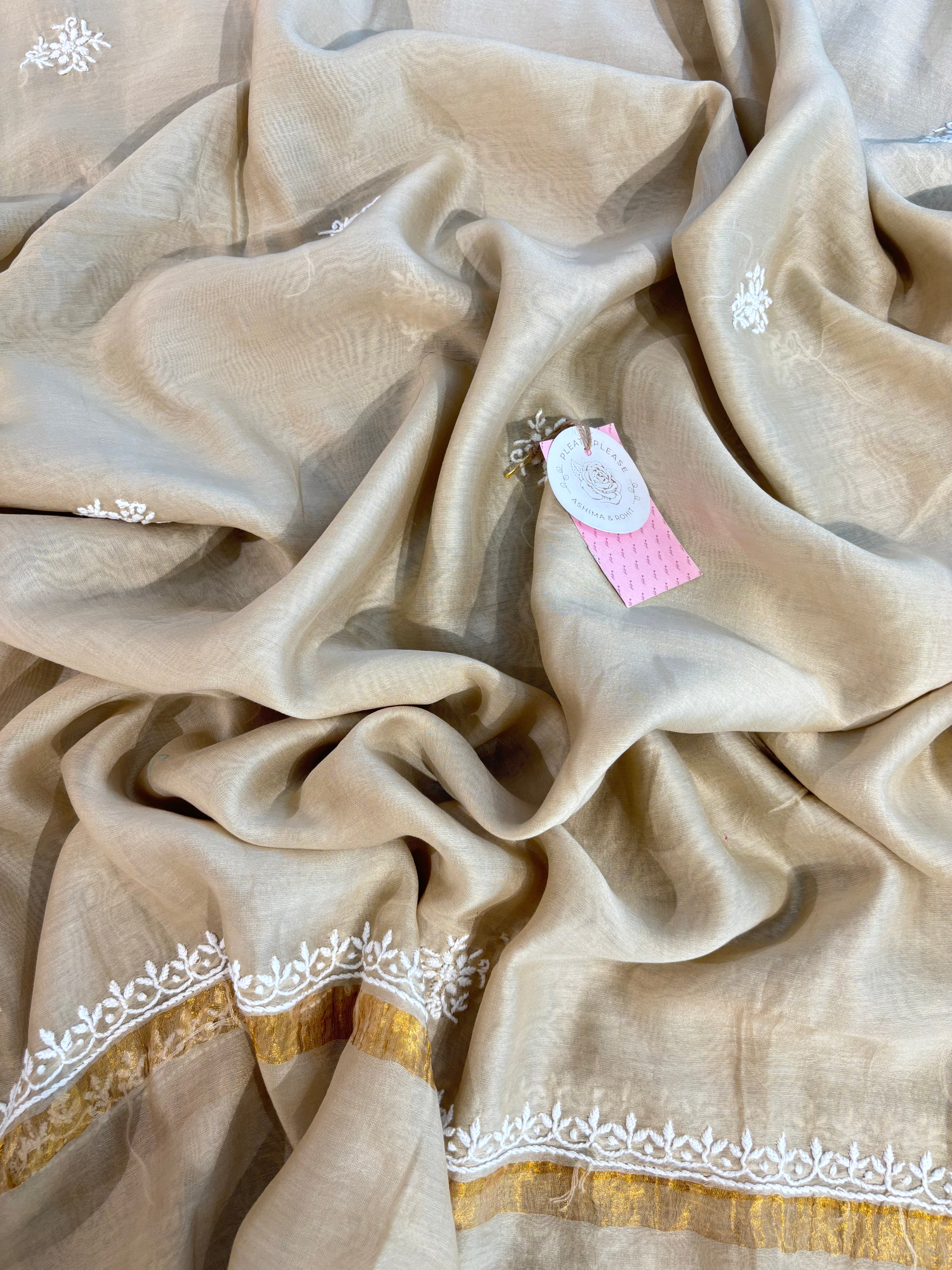 Coffee Chanderi Chikankari Anarkali & Dupatta