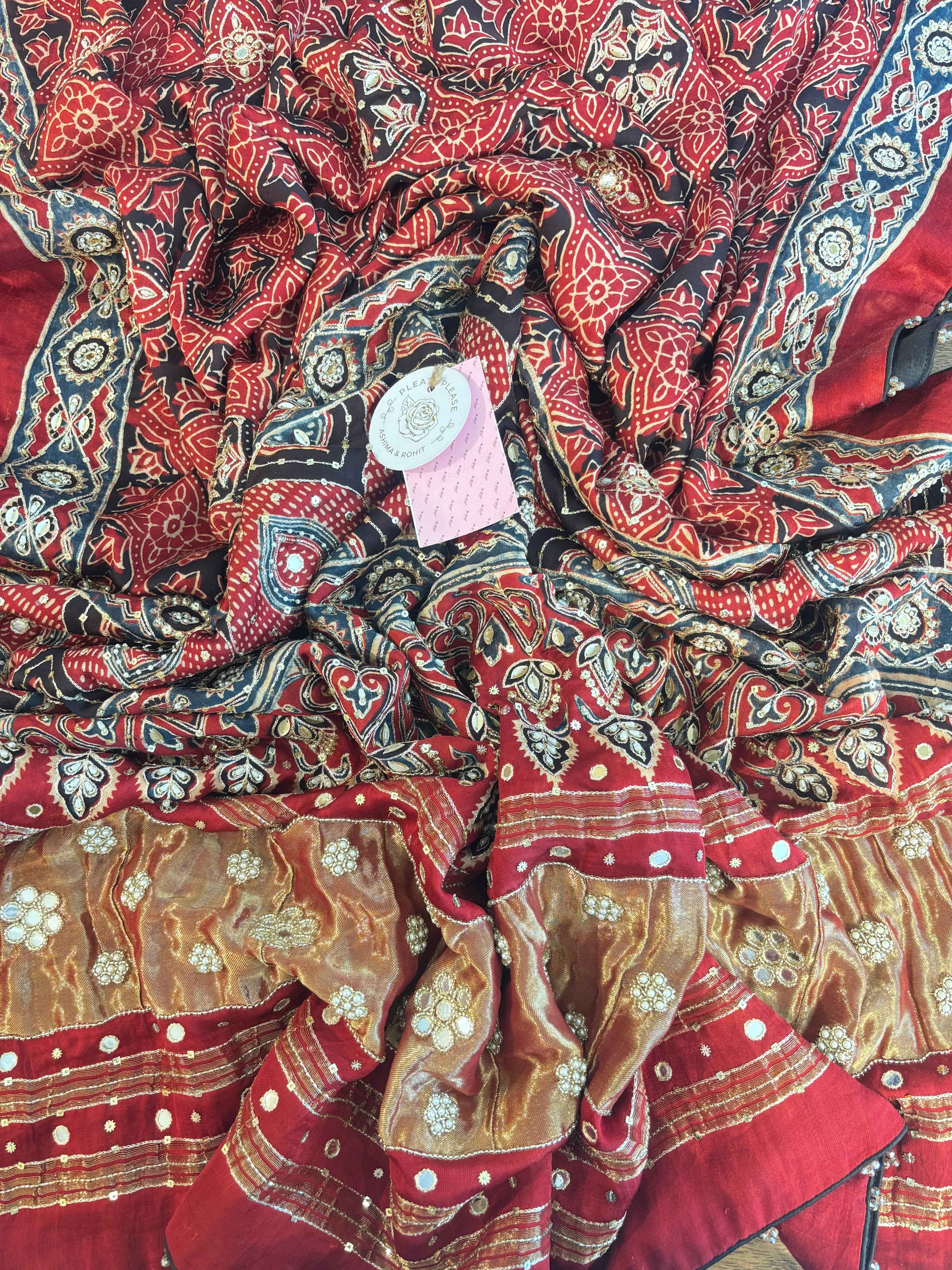 Red Pearl Ajrakh Dupatta