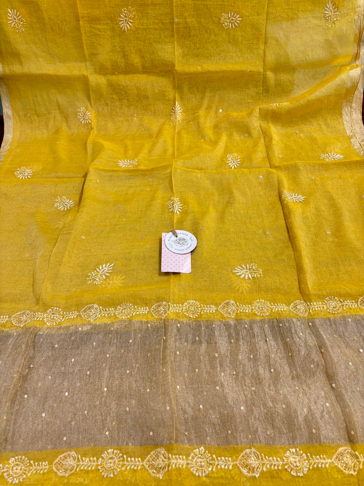 Mustard Yellow Pure & Premium Tissue Chikankari Kurta & Dupatta