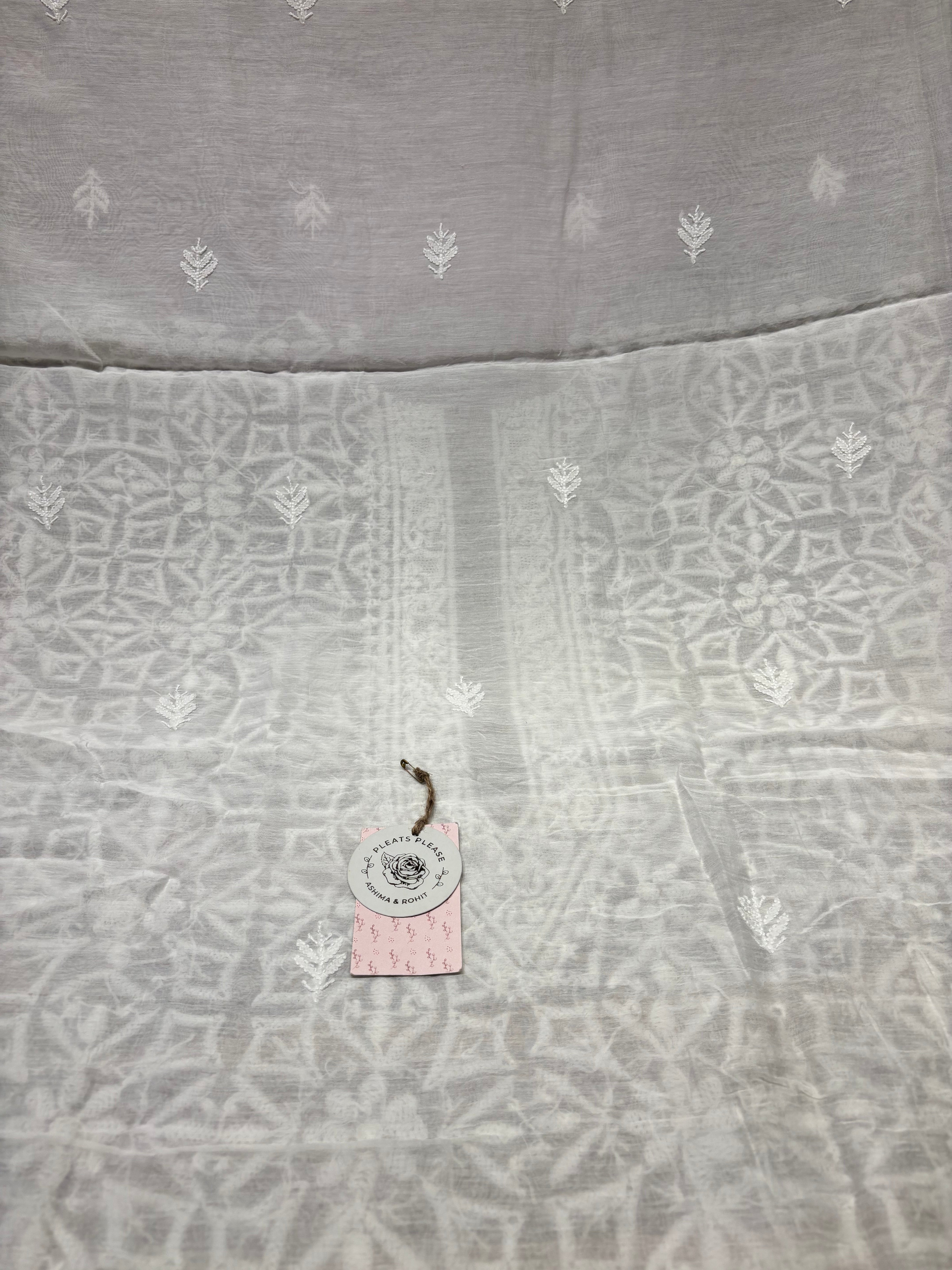 Dyeable Chanderi Mul Chikankari Men’s Kurta Fabric