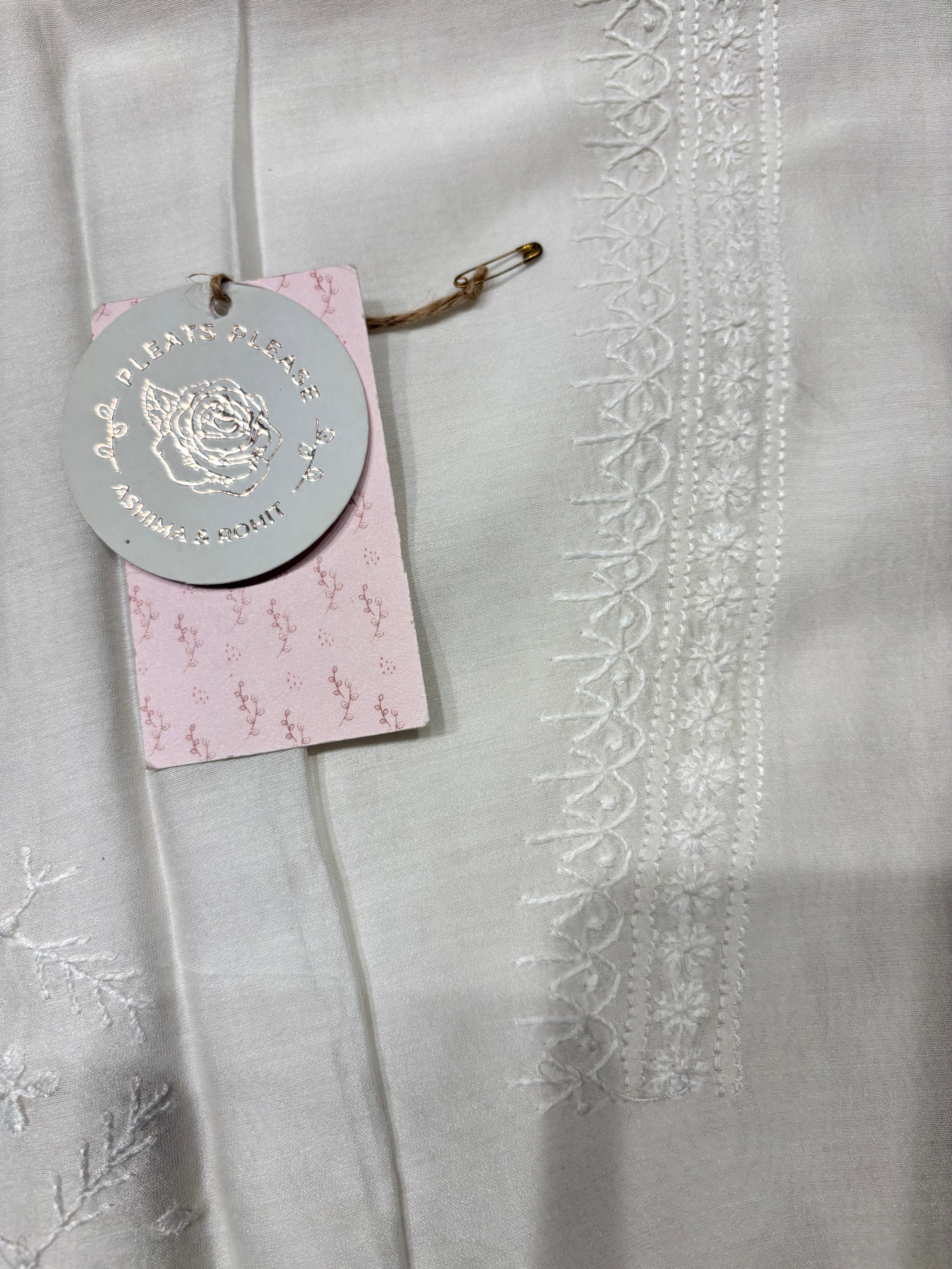 Dyeable Pure Chanderi Silk Chikankari Men’s Kurta Fabric