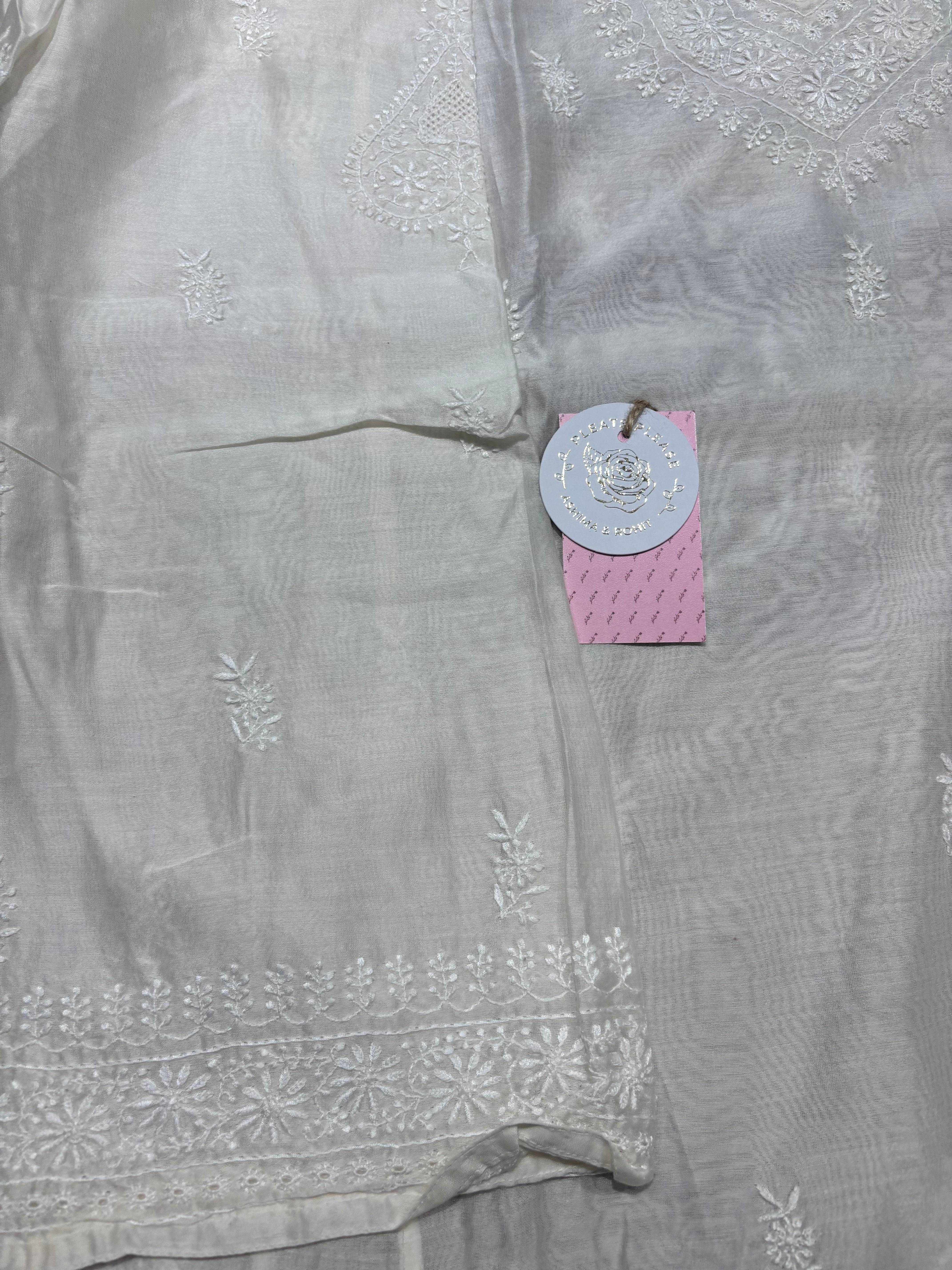 Dyeable Pure and Premium Chanderi Silk Chikankari Choga Kurta