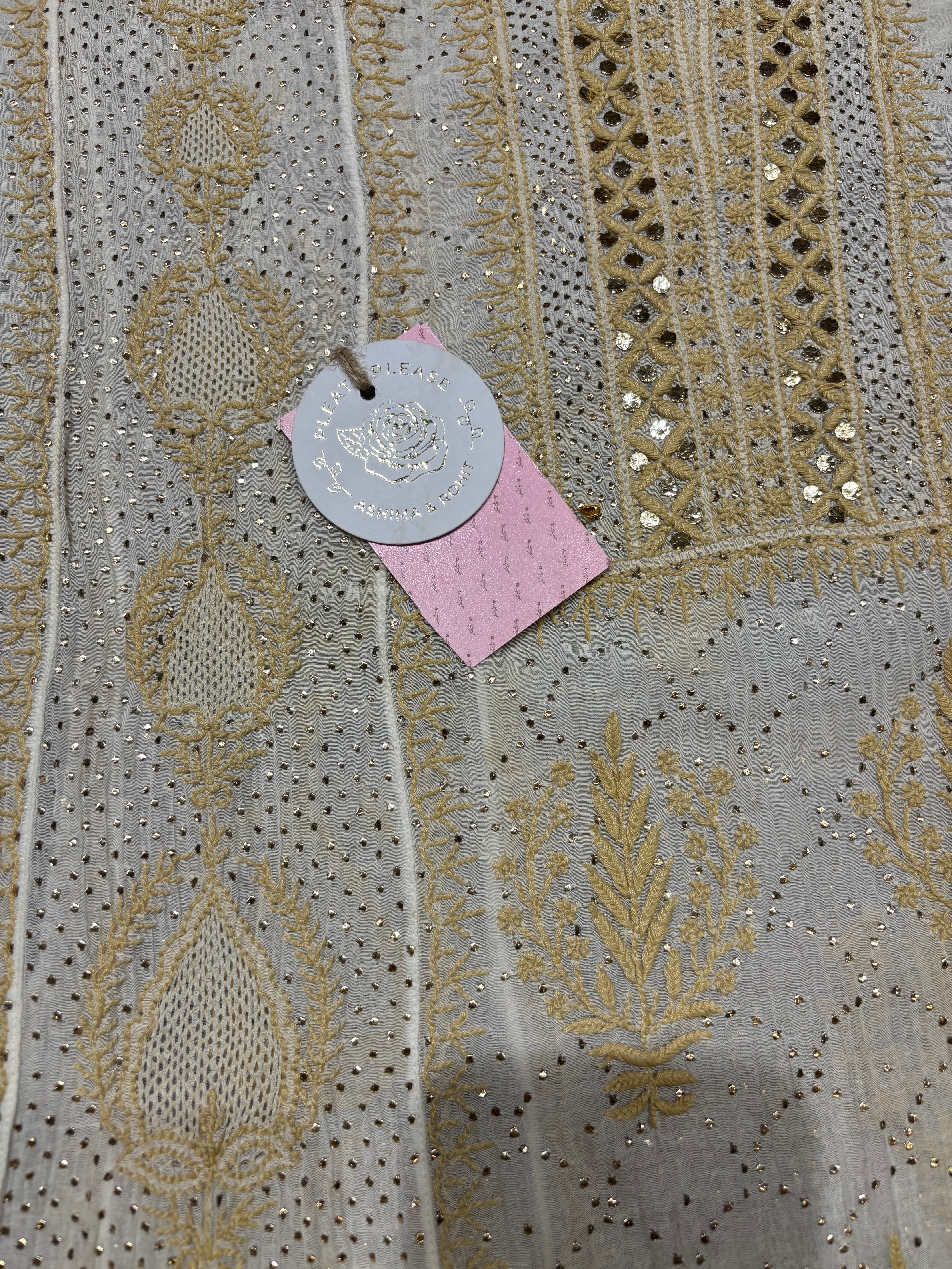 Dyeable Pure and Premium Chanderi Mul Chikankari & Mukaish Anarkali and Dupatta Set