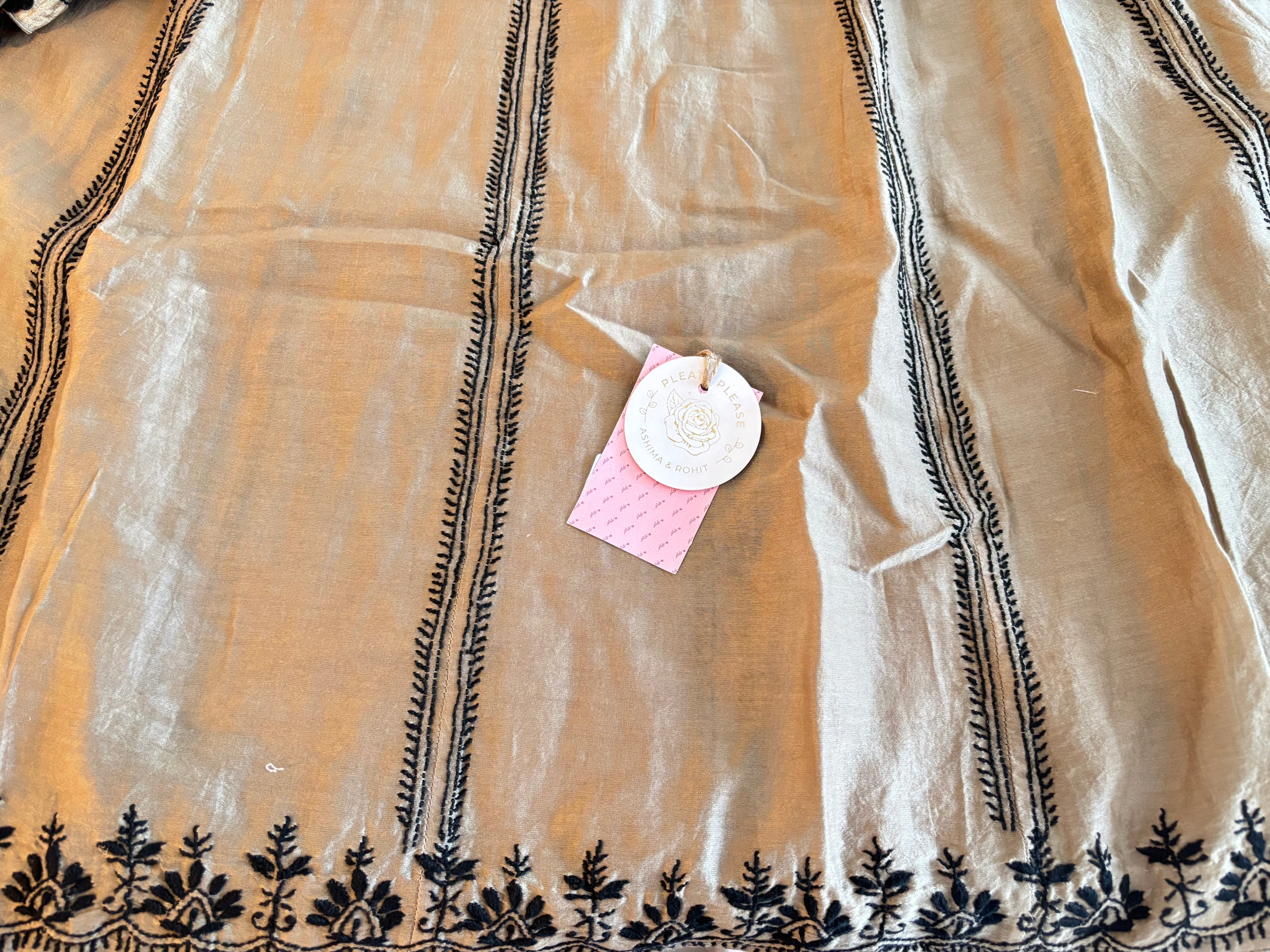 Brown Chanderi Chikankari Anarkali & Dupatta