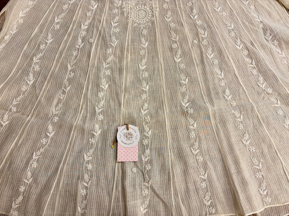 Dyeable Chanderi Mul Chikankari Flared Co-Ord Set