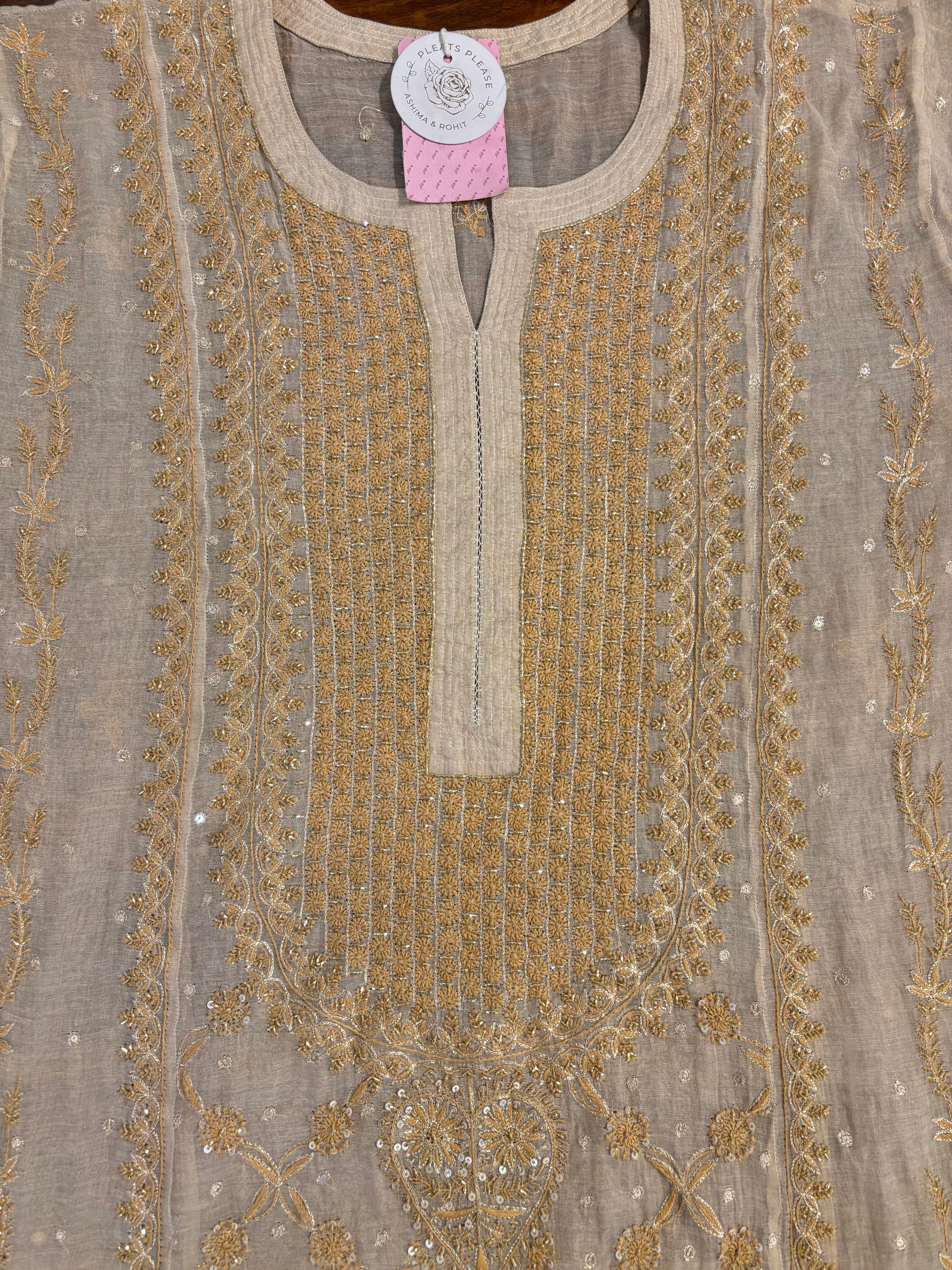 Dyeable Pure Tissue Chikankari Kurta & Dupatta