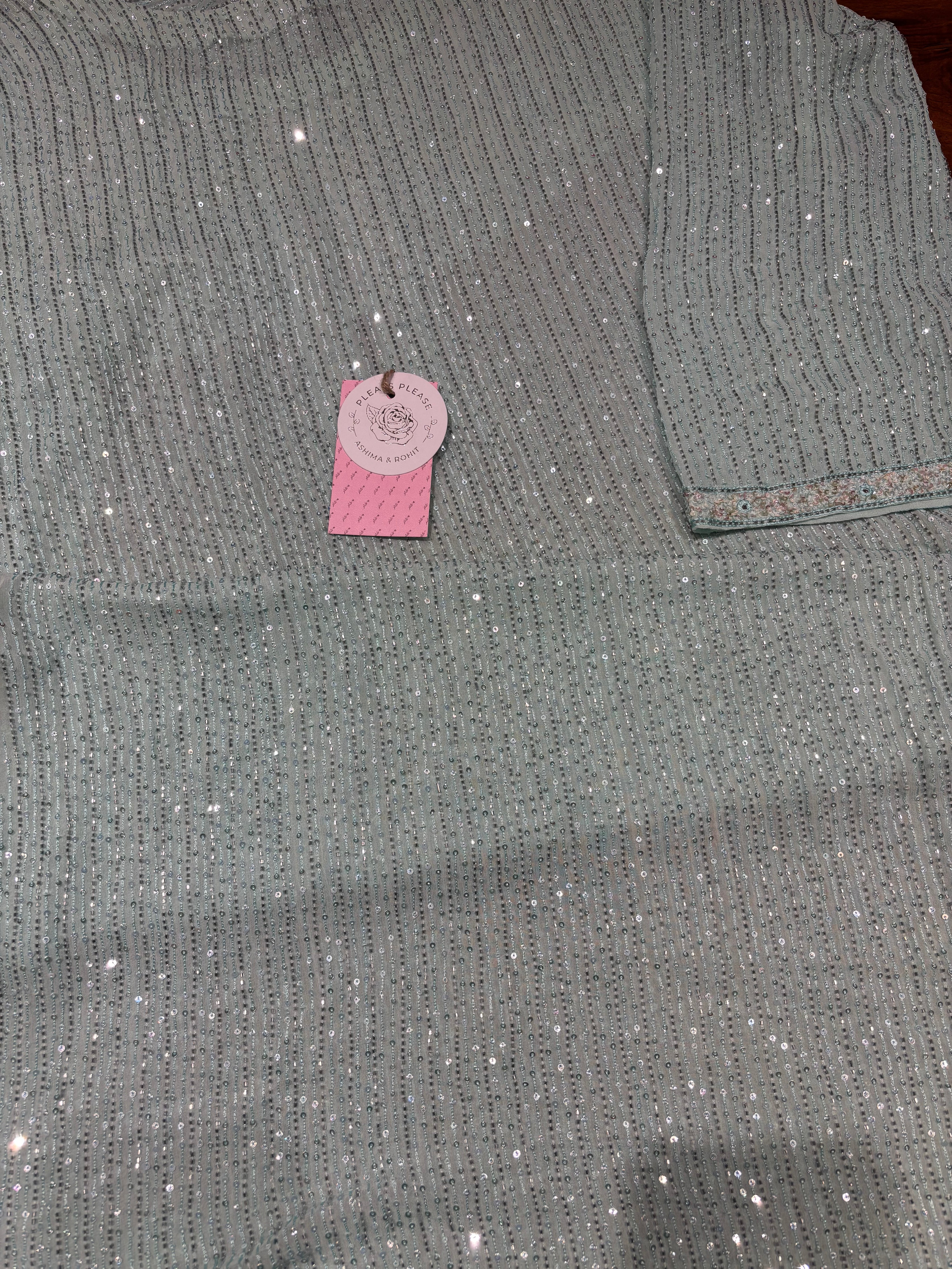 Sea Foam Pure and Premium Georgette Chikankari Kurta and Dupatta Set