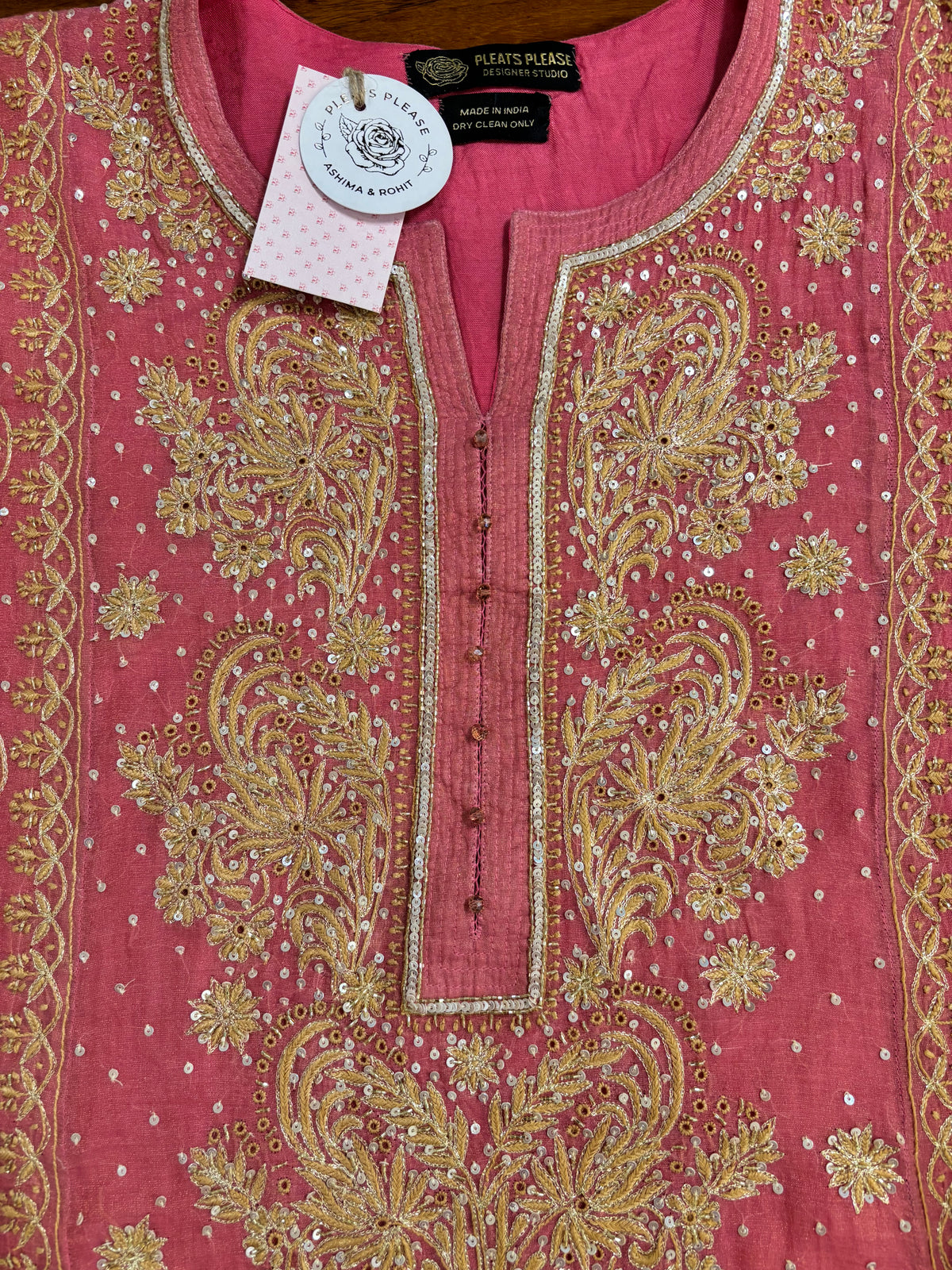 Rose Pink Pure & Premium Tissue Chikankari Kurta & Dupatta