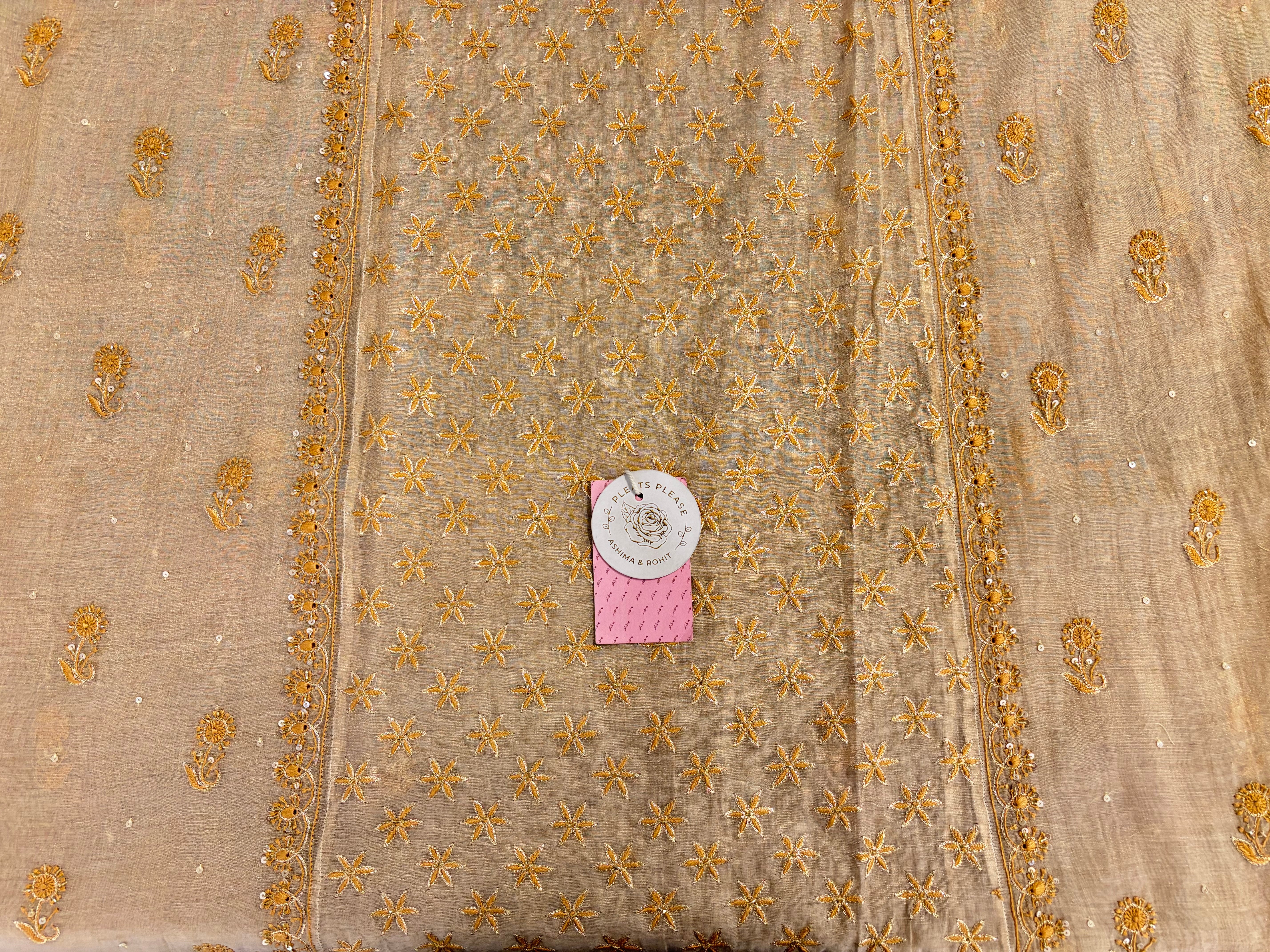 Dyeable Pure Tissue Chikankari Kurta & Dupatta Set - Pleats PleaseChikankari