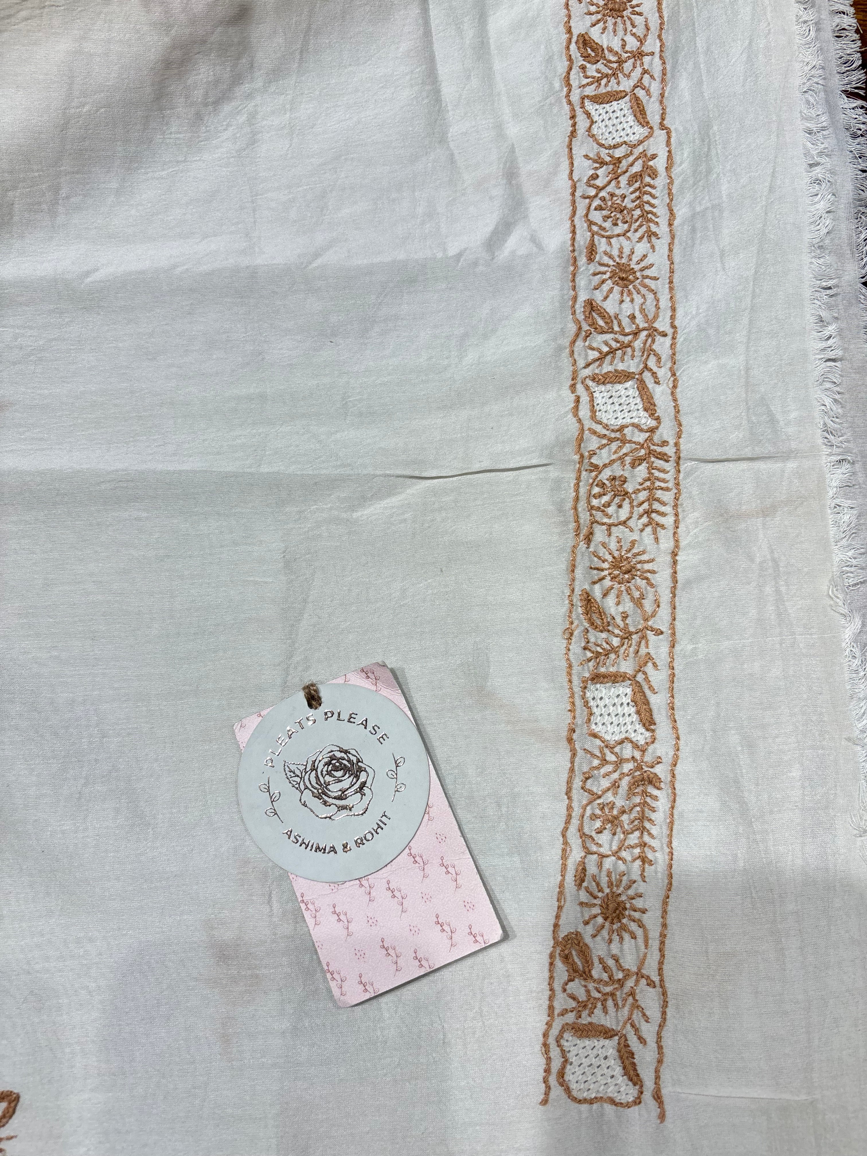 Dyeable Chanderi Silk Chikankari Men’s Kurta