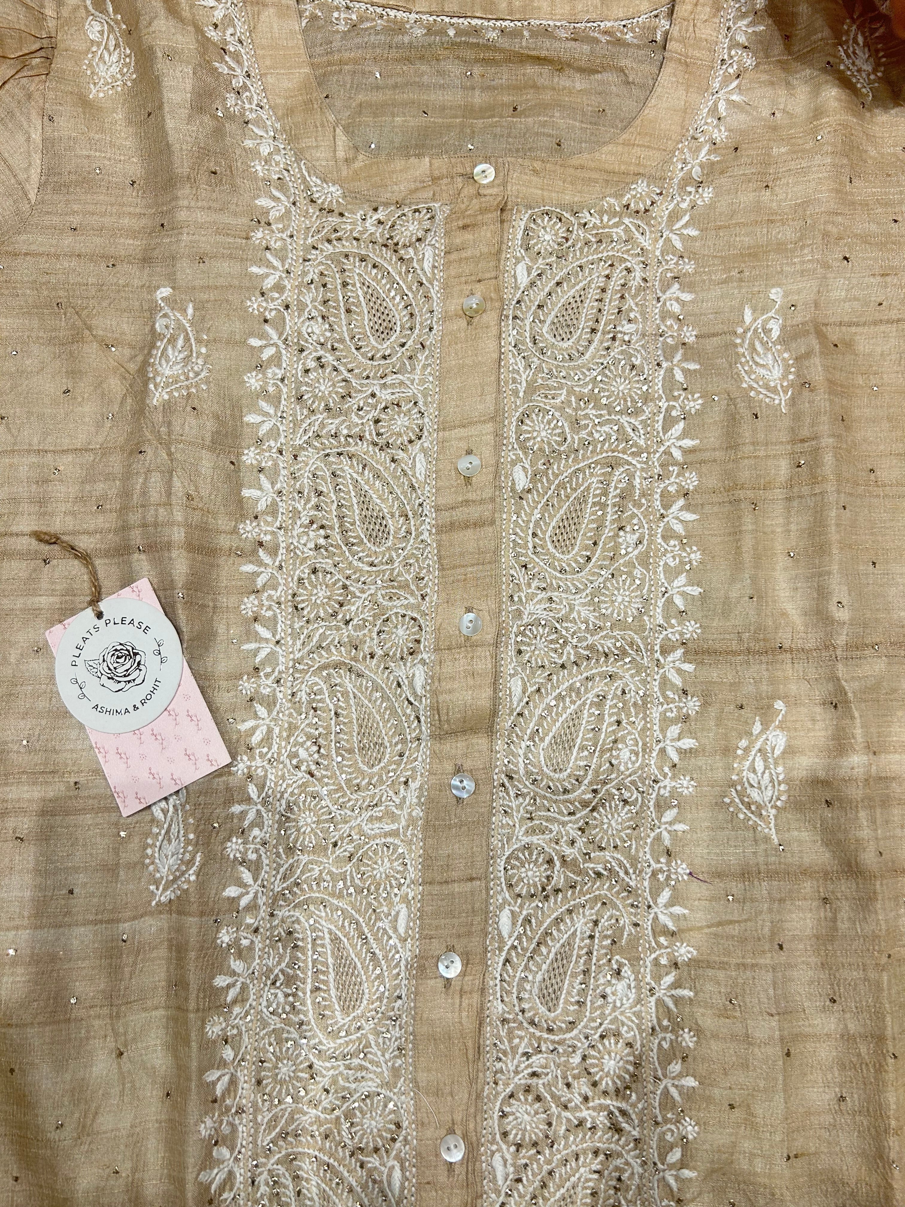 Natural Silk Chikankari Co-ord Set