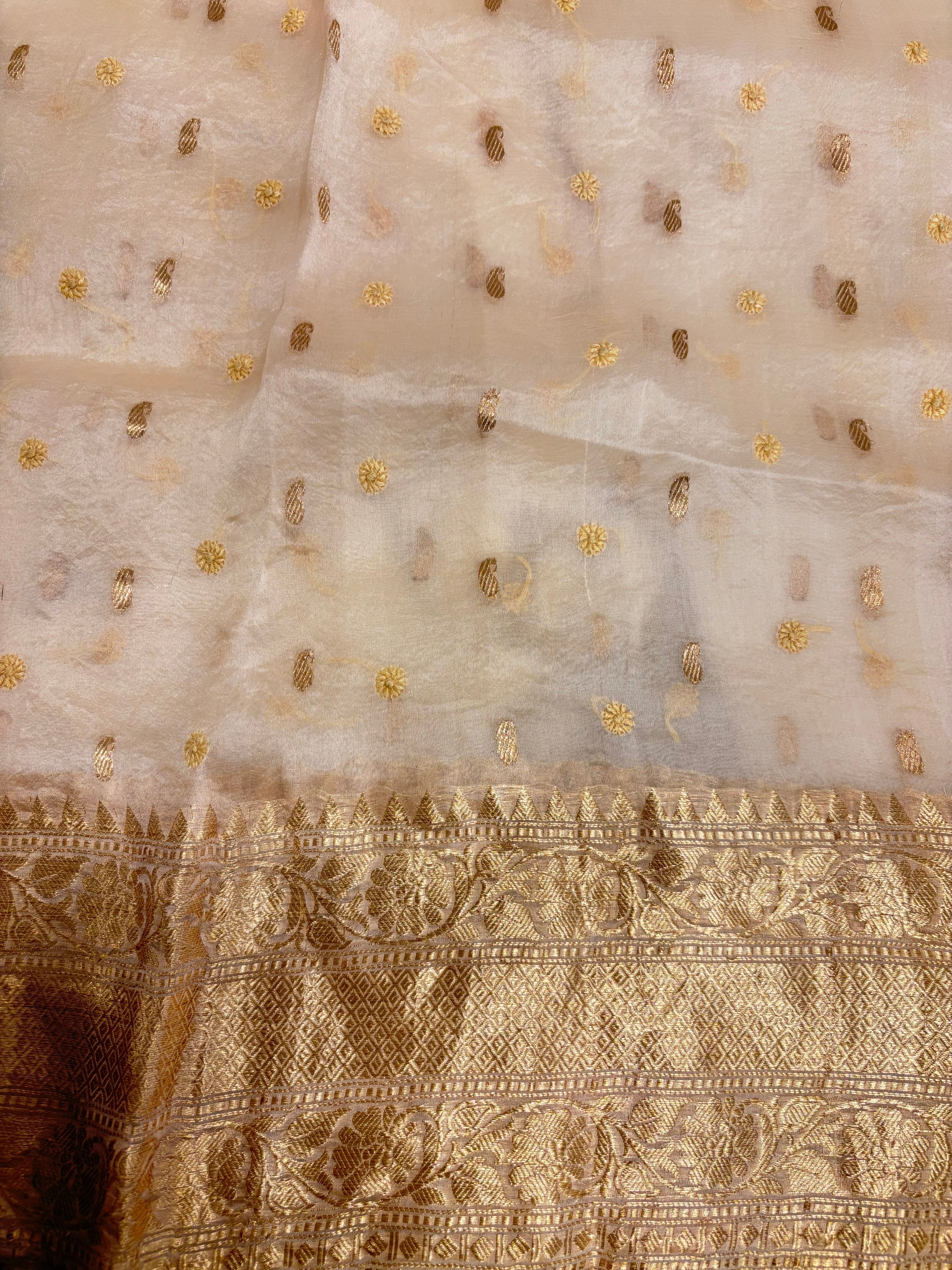 Rose Gold organza Kora Silk Chikankari Saree and Blouse