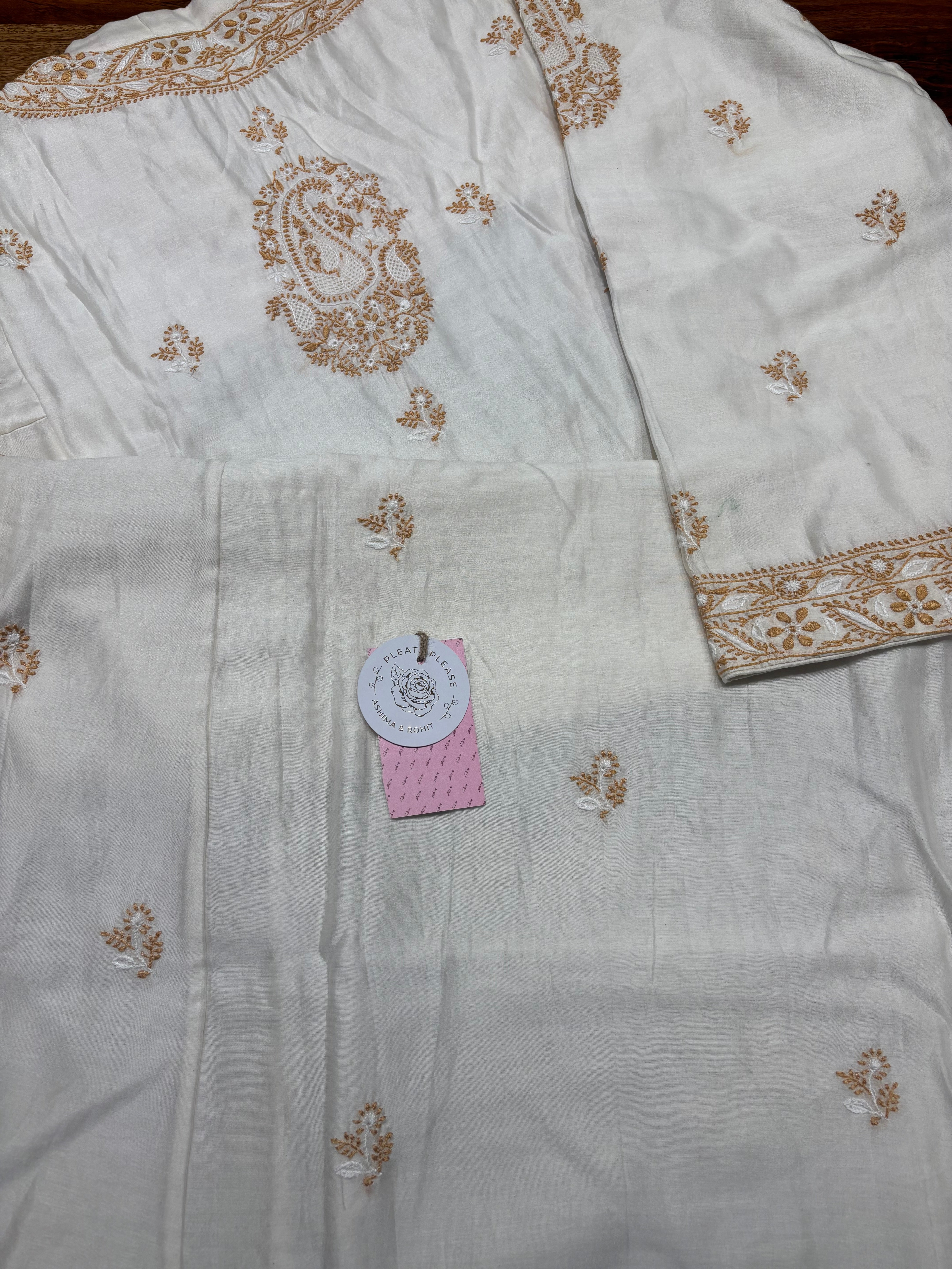 Dyeable Chanderi Silk Chikankari Choga Kurta
