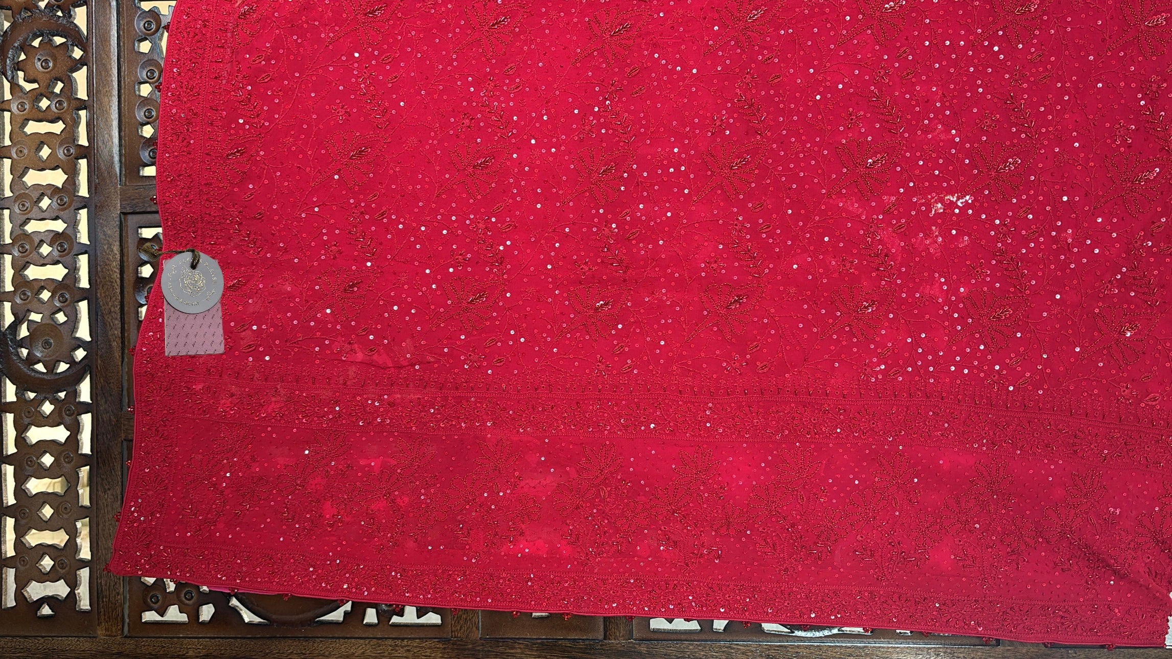 Red Pure & Premium Georgette Chikankari Dupatta