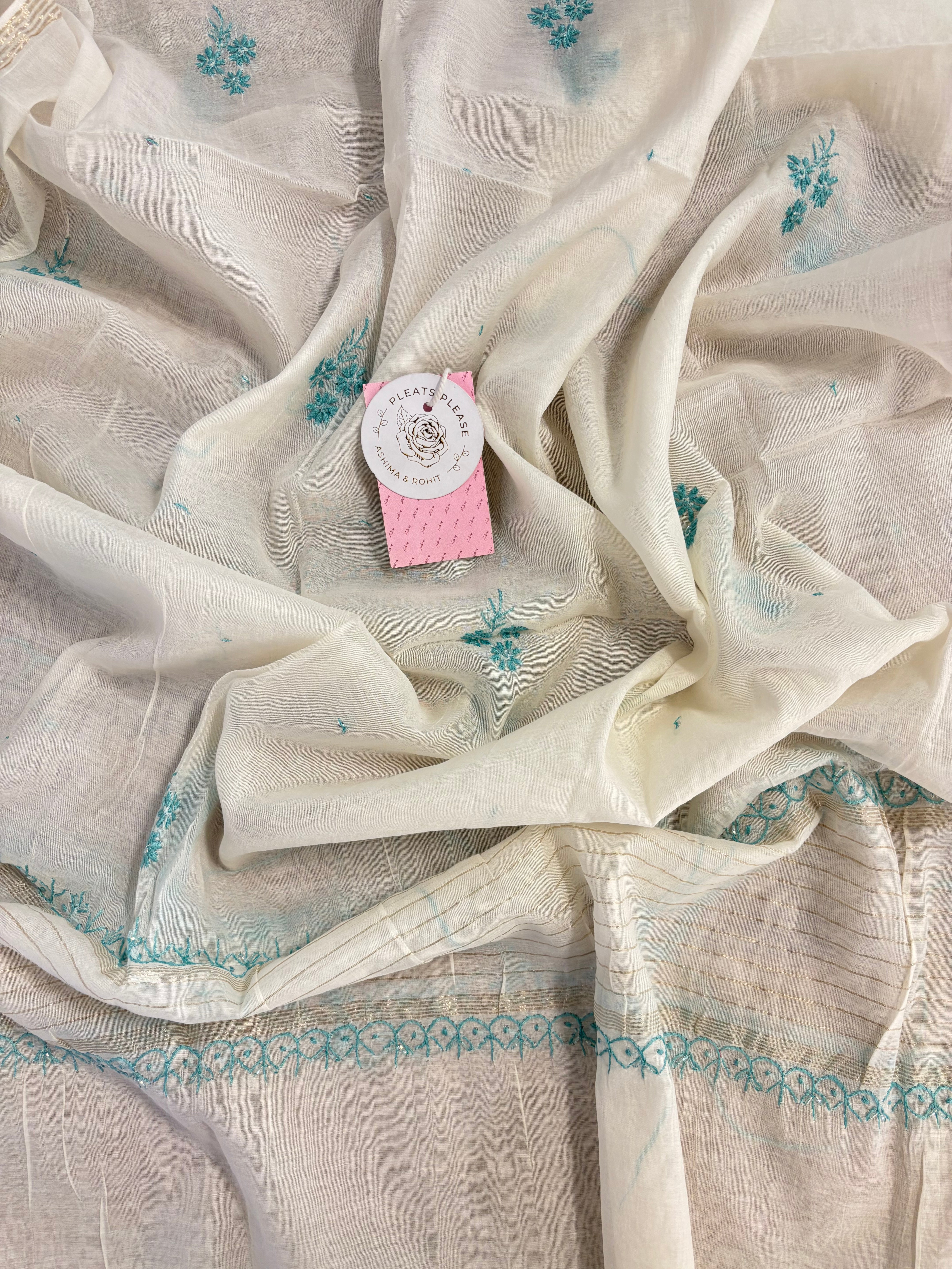 Dyeable Chanderi Mul Chikankari Kurta & Dupatta