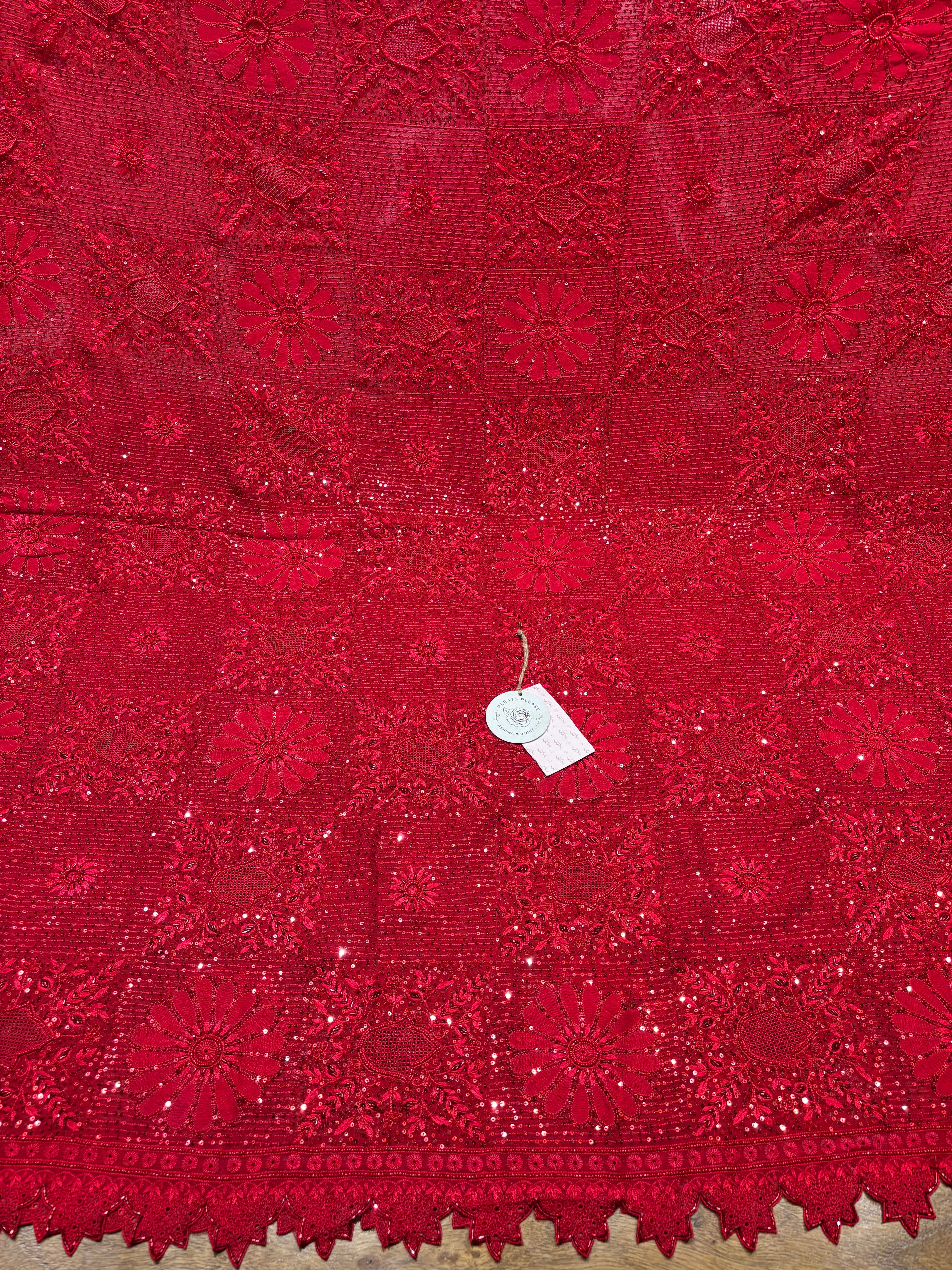 Red Pure & Premium Georgette Chikankari Kurta & Dupatta Set