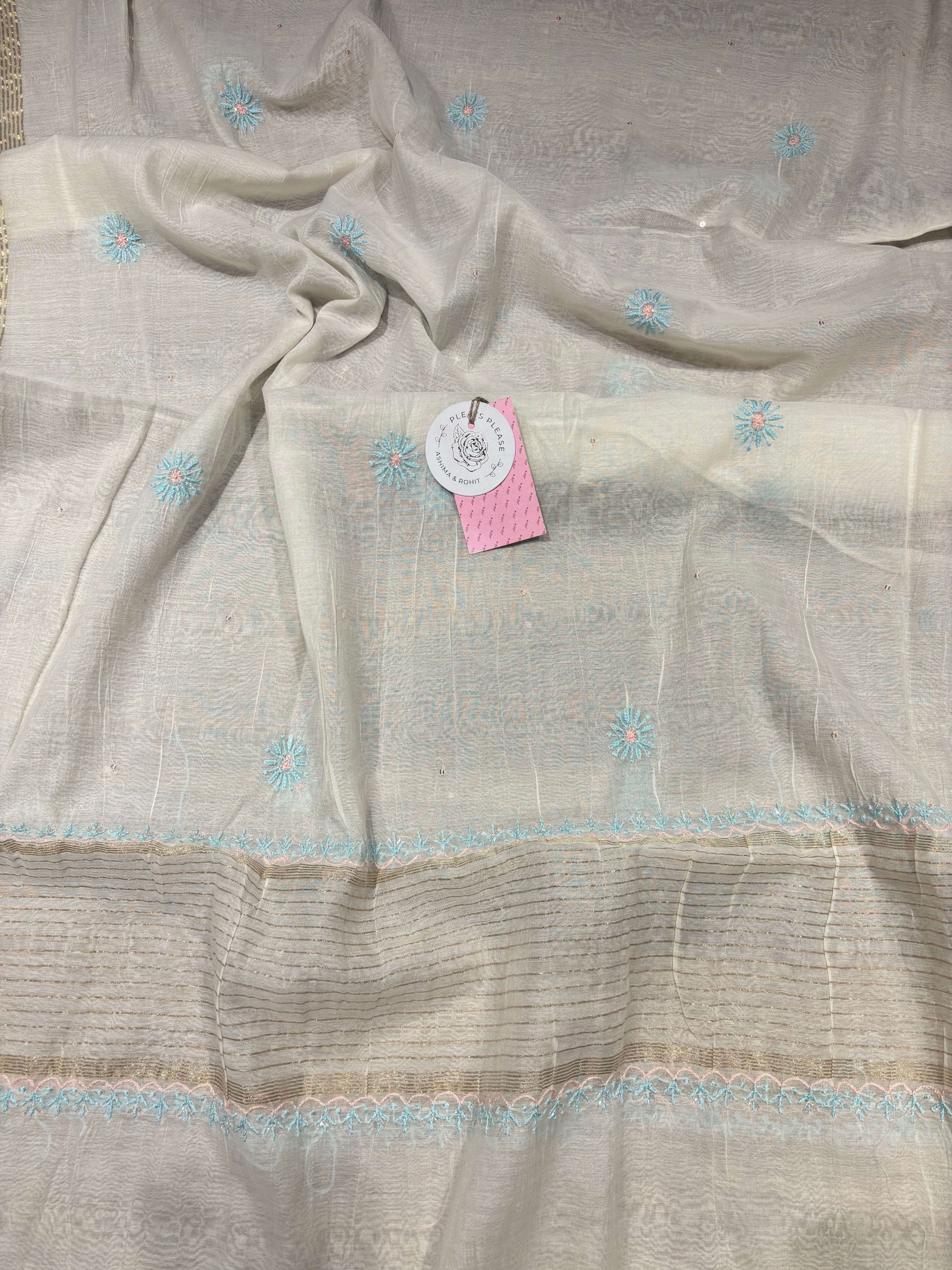 Dyeable Chanderi Mul Chikankari Kurta & Dupatta Set