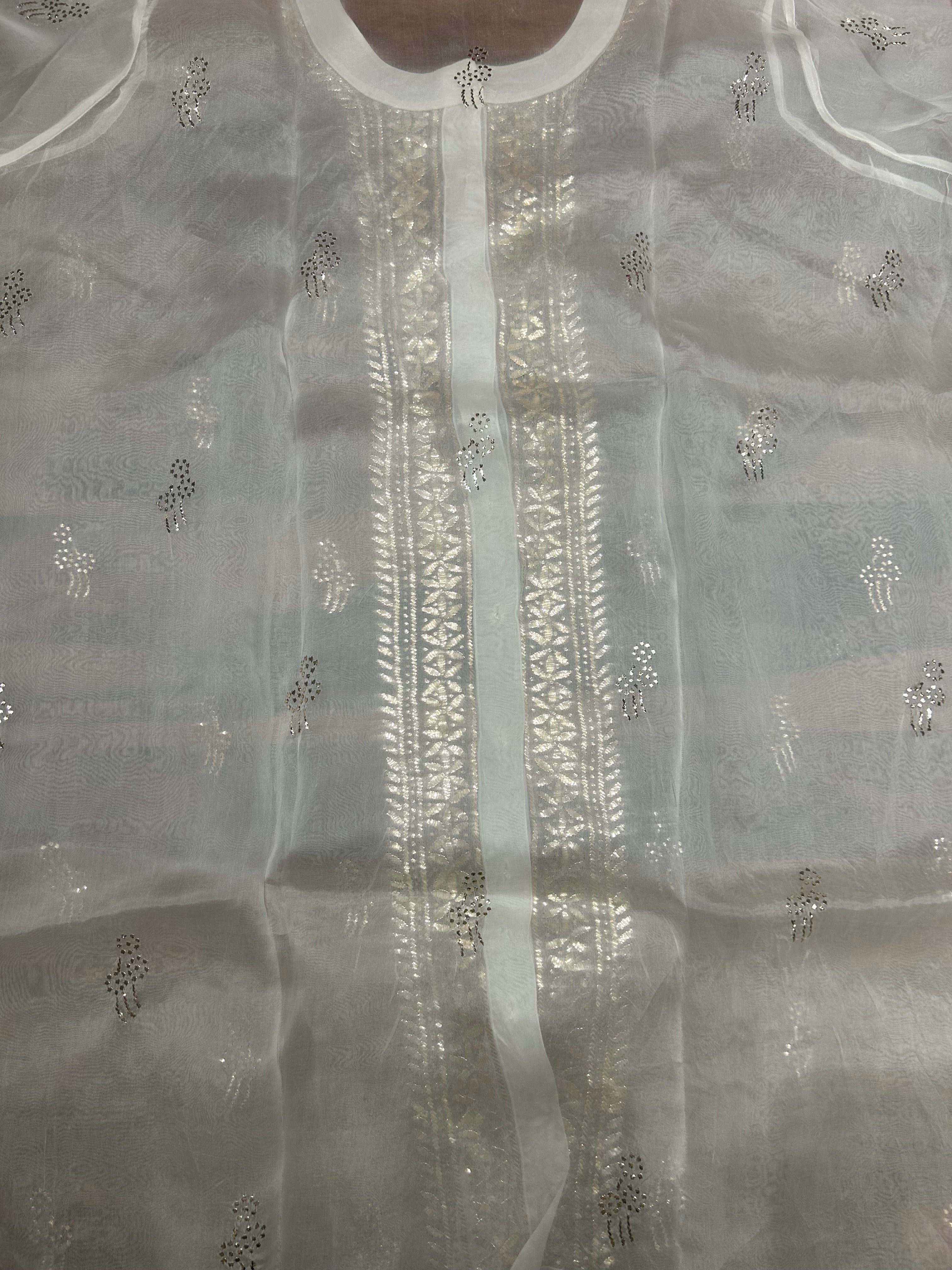 Dyeable Organza Mukaish Co-ord set