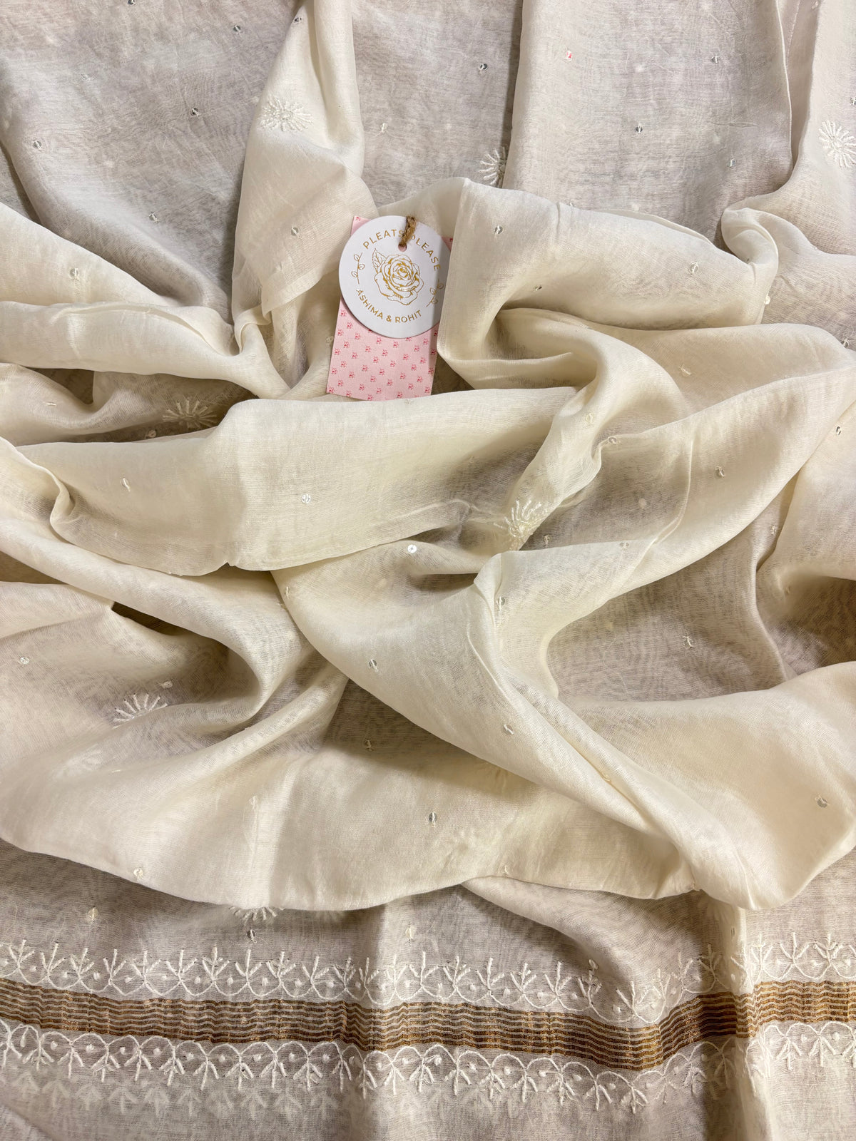 Dyeable Chanderi Silk Chikankari Kurta & Dupatta