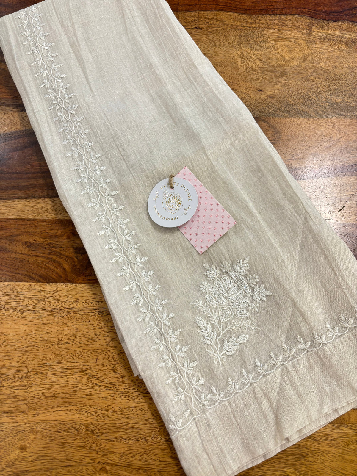 Dyeable Silver Tissue Chikankari Co-ord Set
