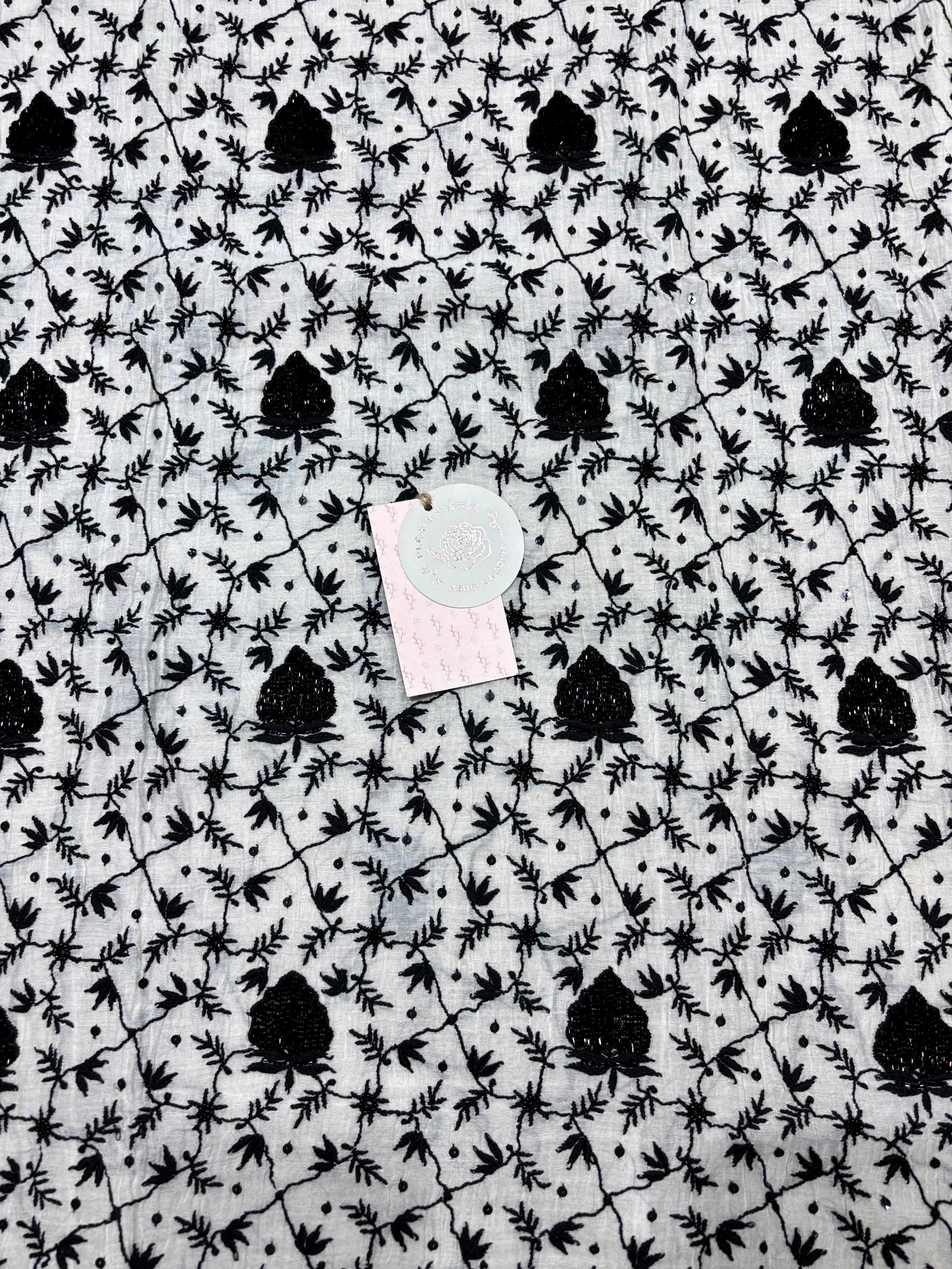 Dyeable chanderi Mul Chikankari Kurta and Dupatta Set