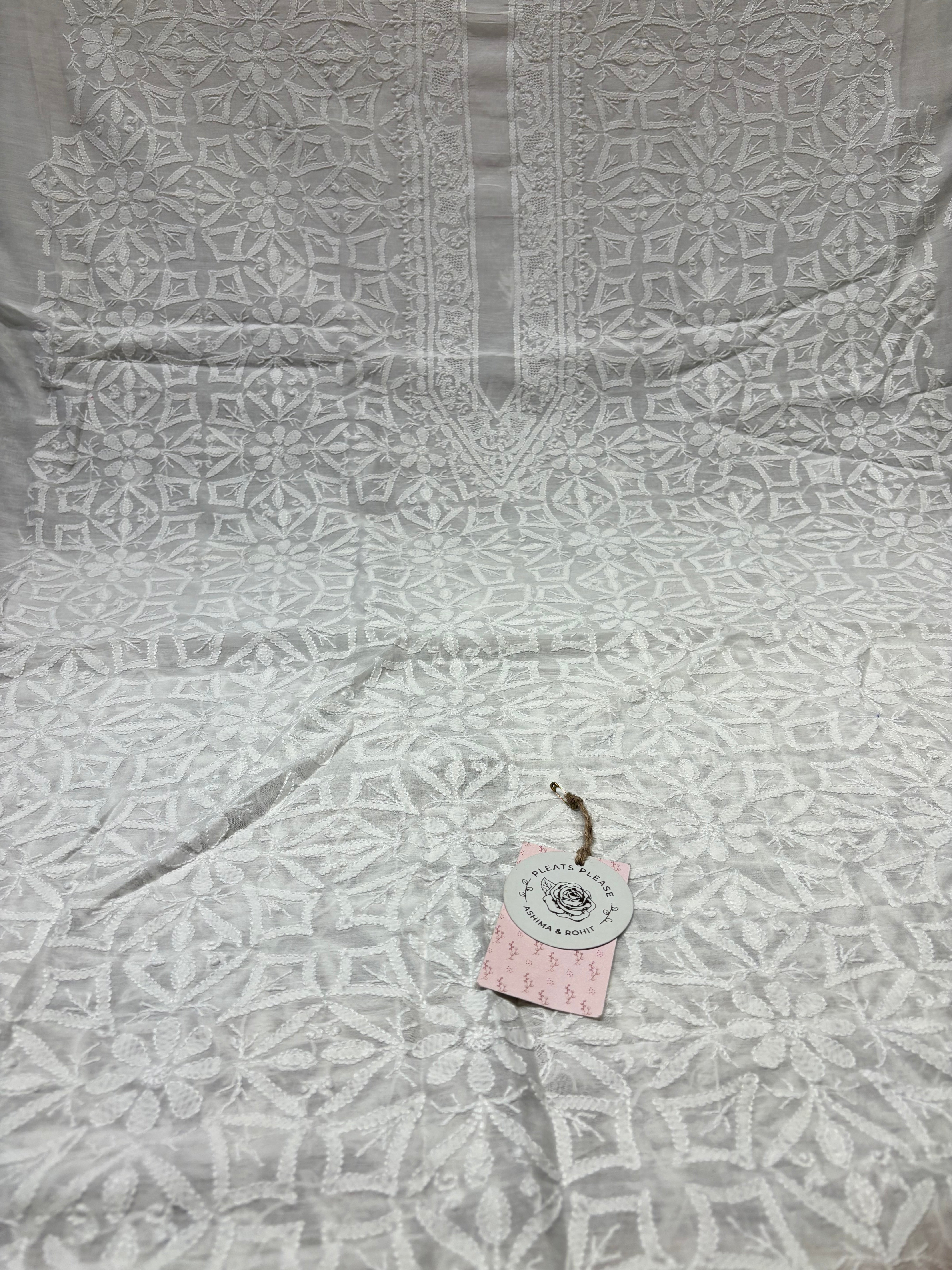 Dyeable Chanderi Mul Chikankari Men’s Kurta Fabric