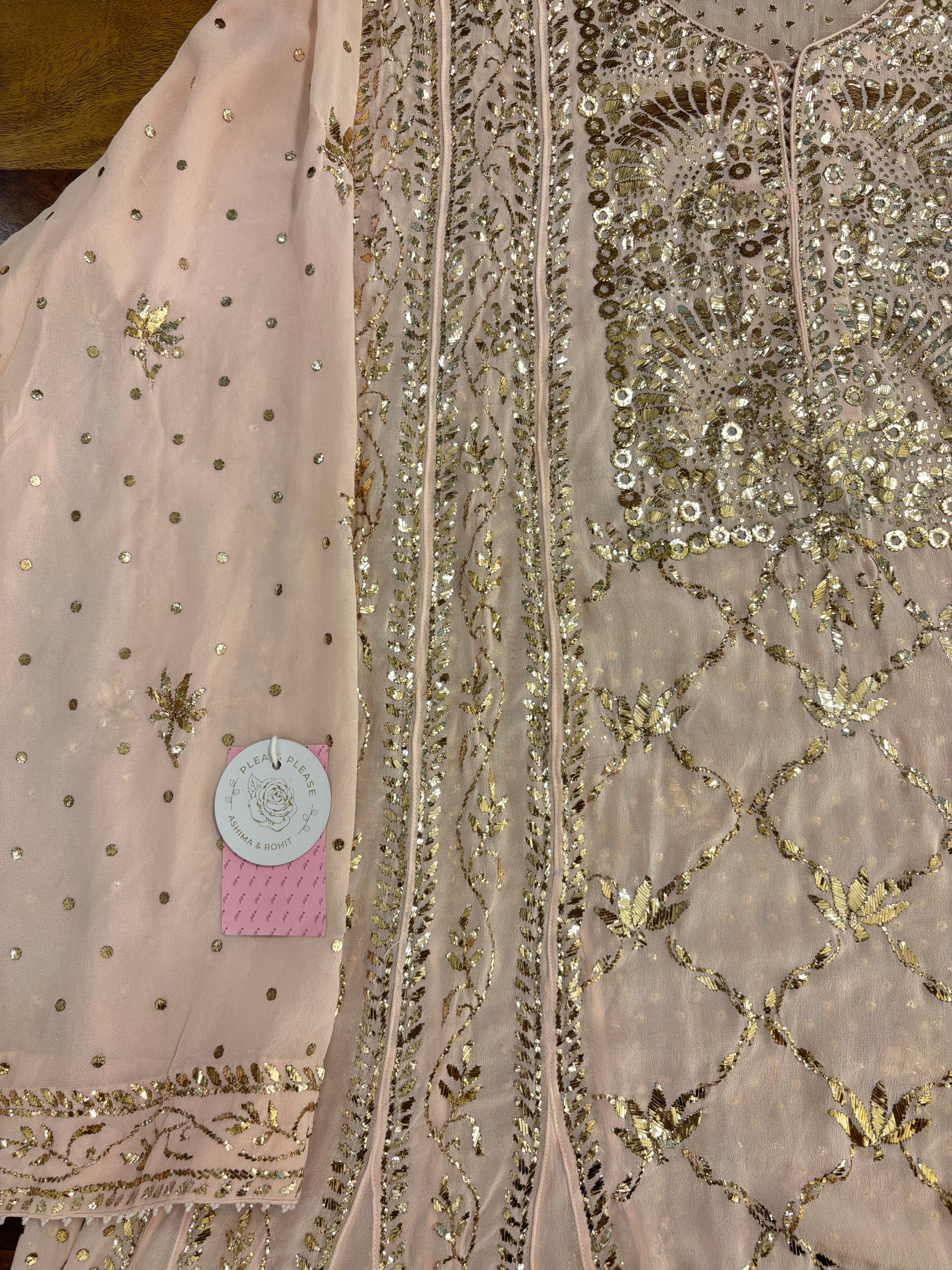 Baby Pink Pure & Premium Georgette Mukaish Jhola & Dupatta