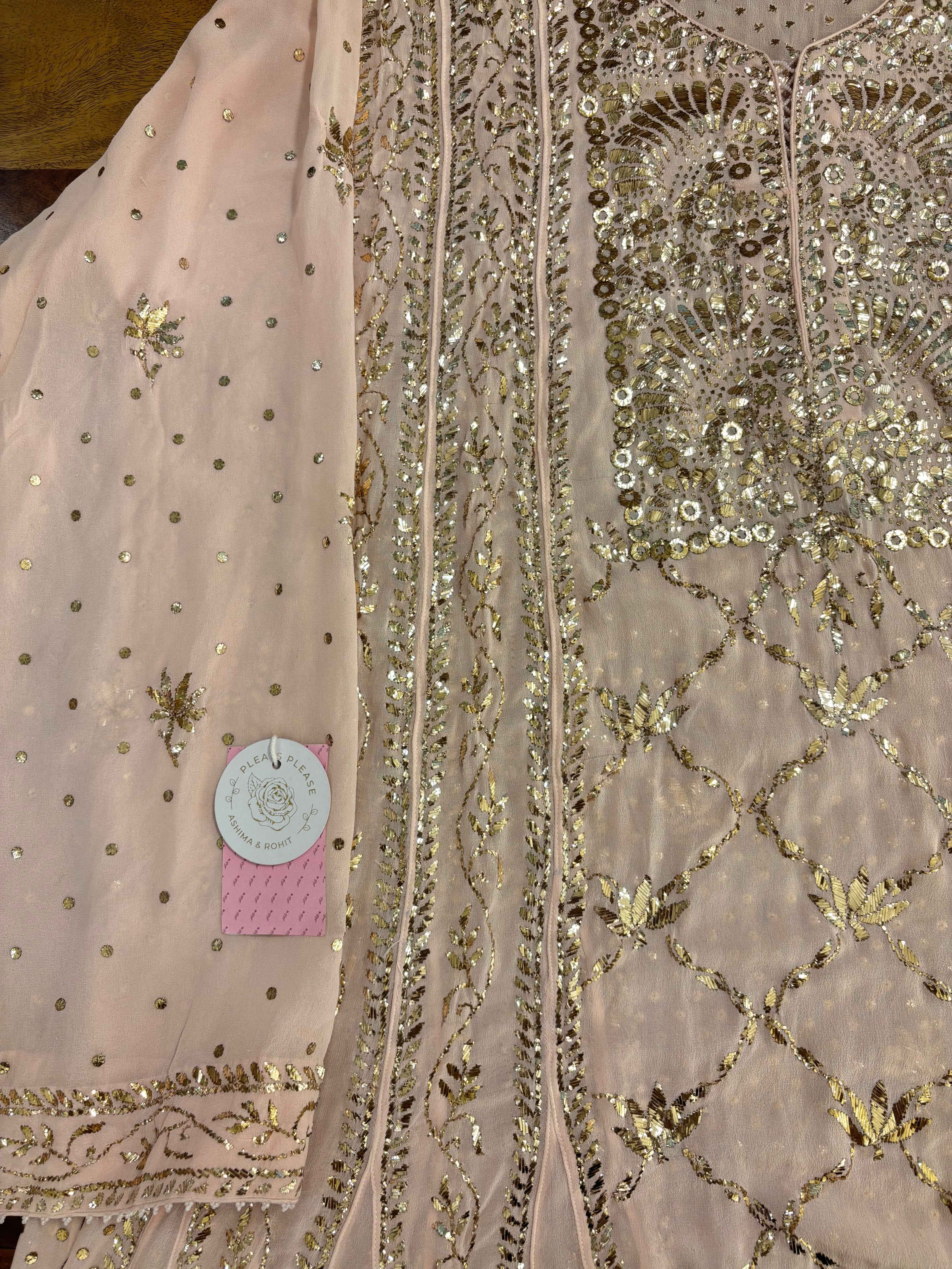 Baby Pink Pure & Premium Georgette Mukaish Jhola & Dupatta