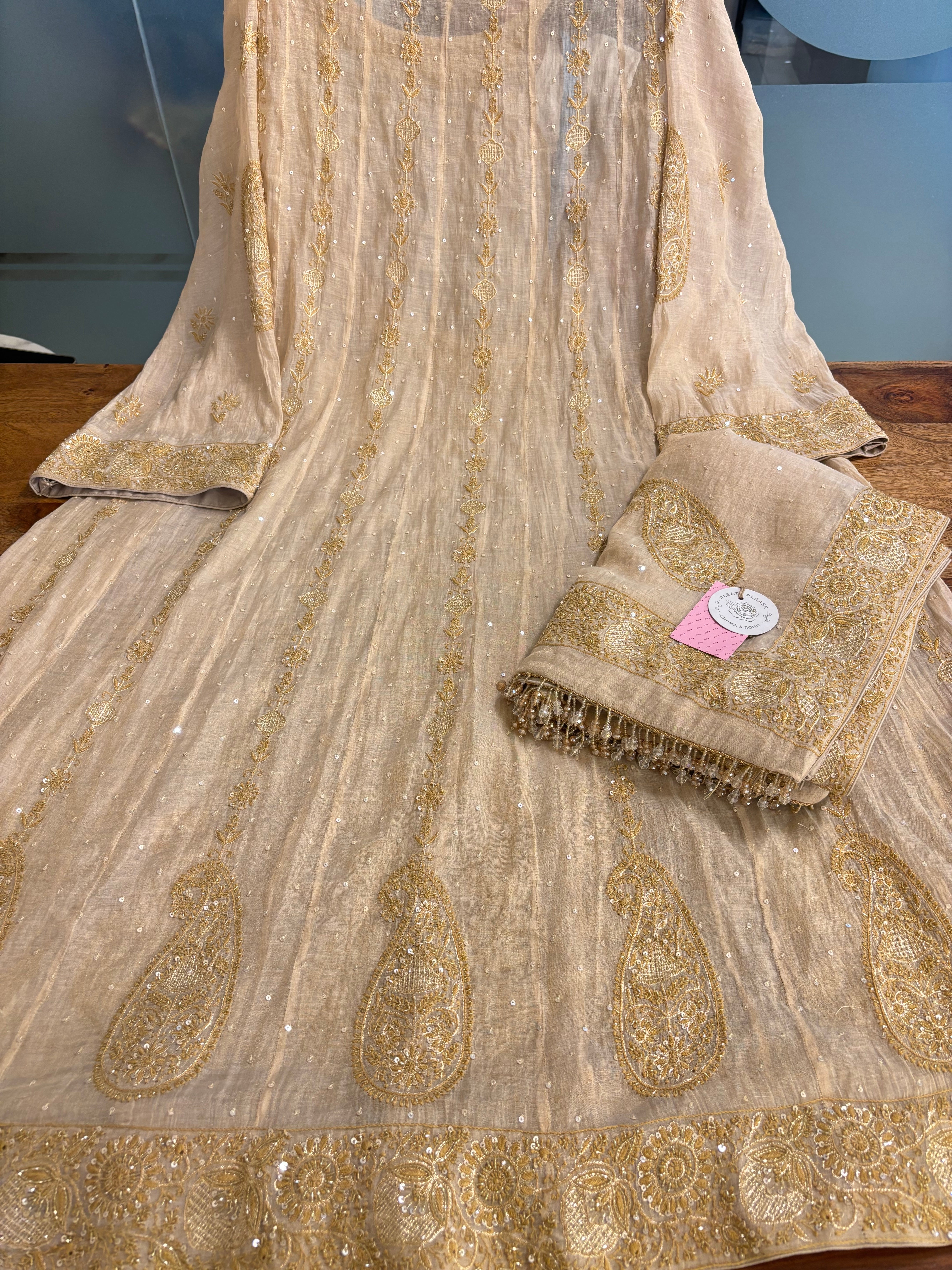 Dyeable Pure & Premium Chikankari Bajirao Angrakha & Dupatta Set
