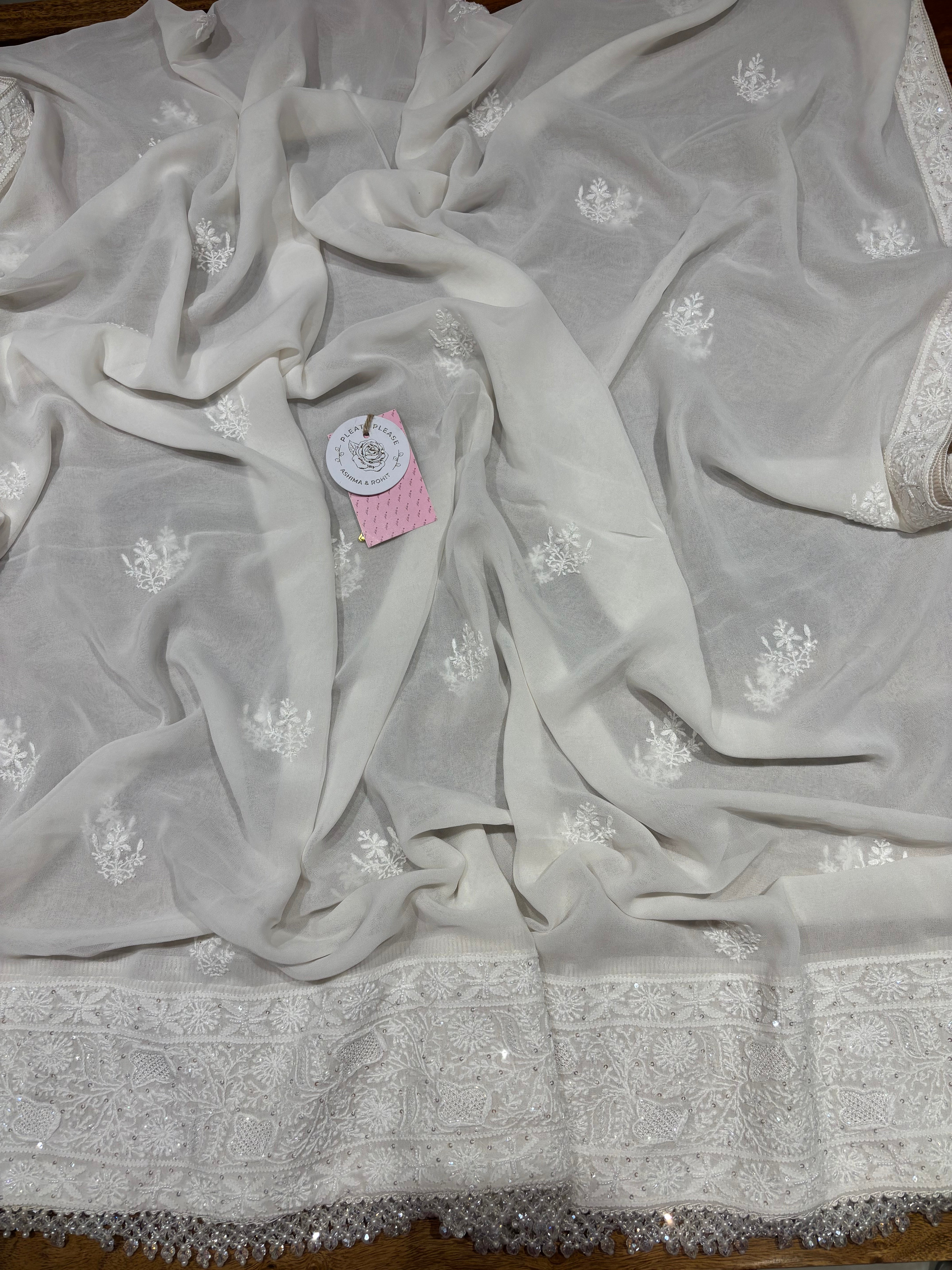 Dyeable Pure And Premium Georgette Chikankari Anarkali And Dupatta Set