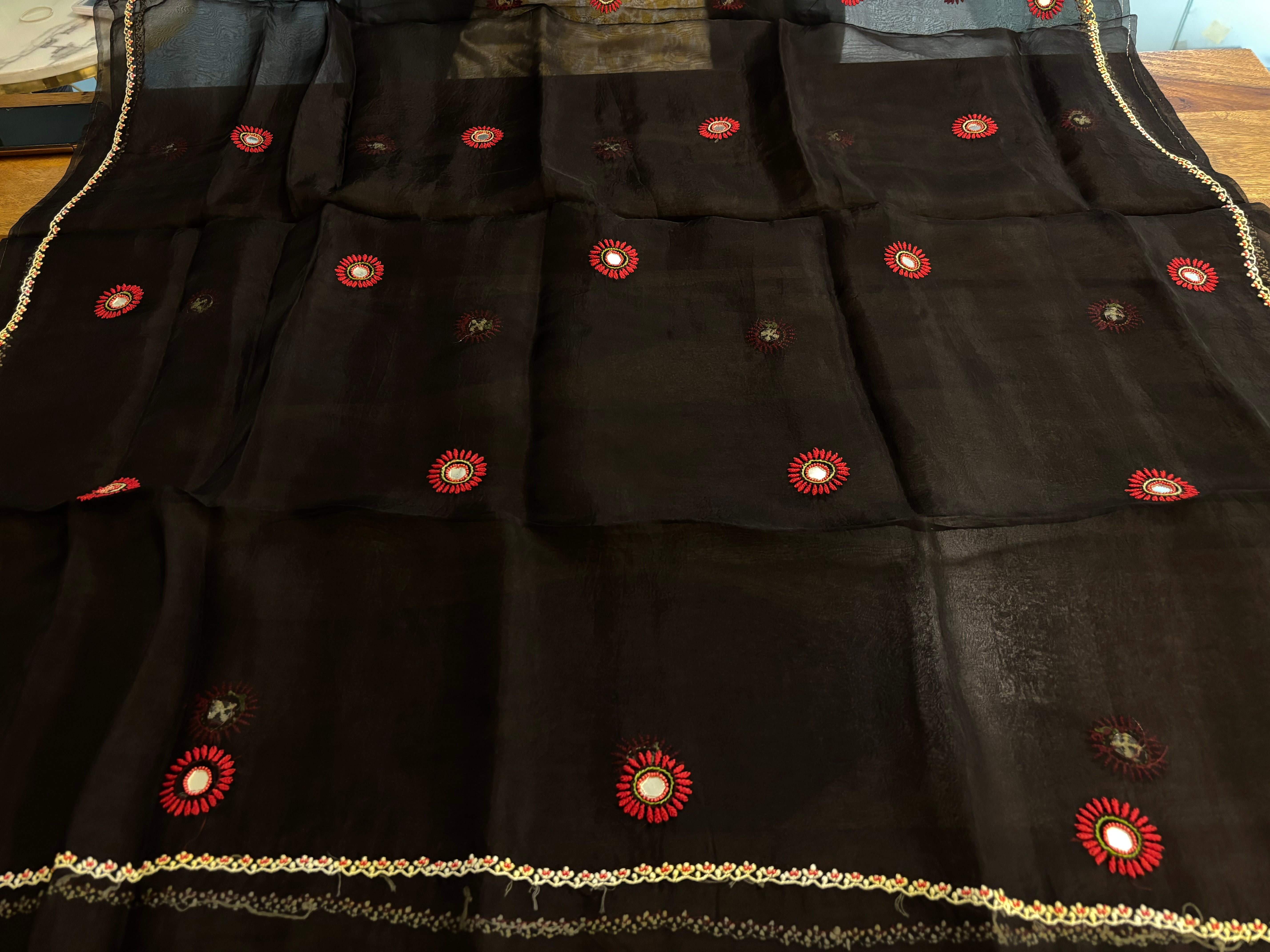 Black Organza Silk Chikankari Kurta & Dupatta