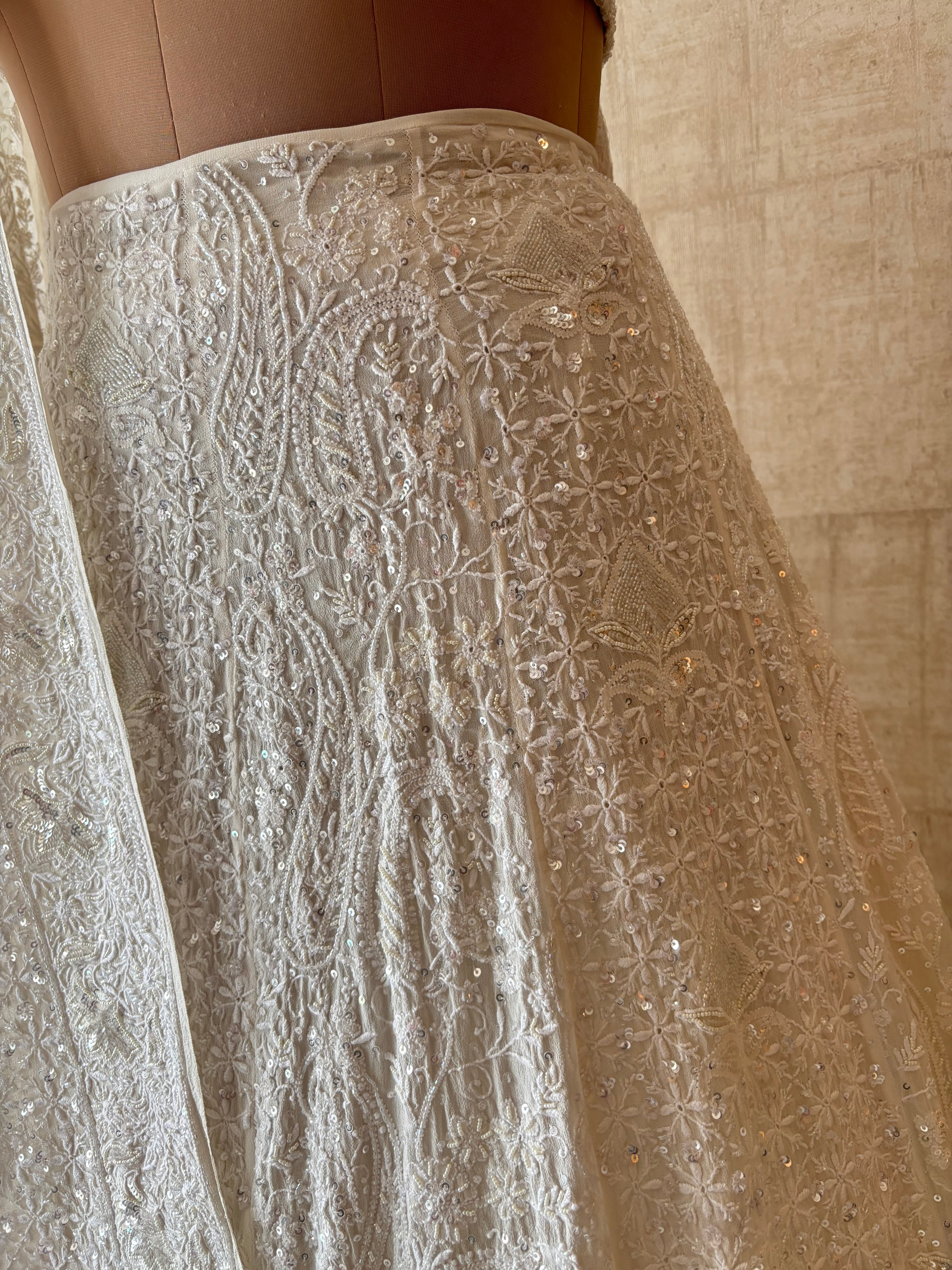 Dyeable Pure & Premium Georgette Chikankari Lehenga Set