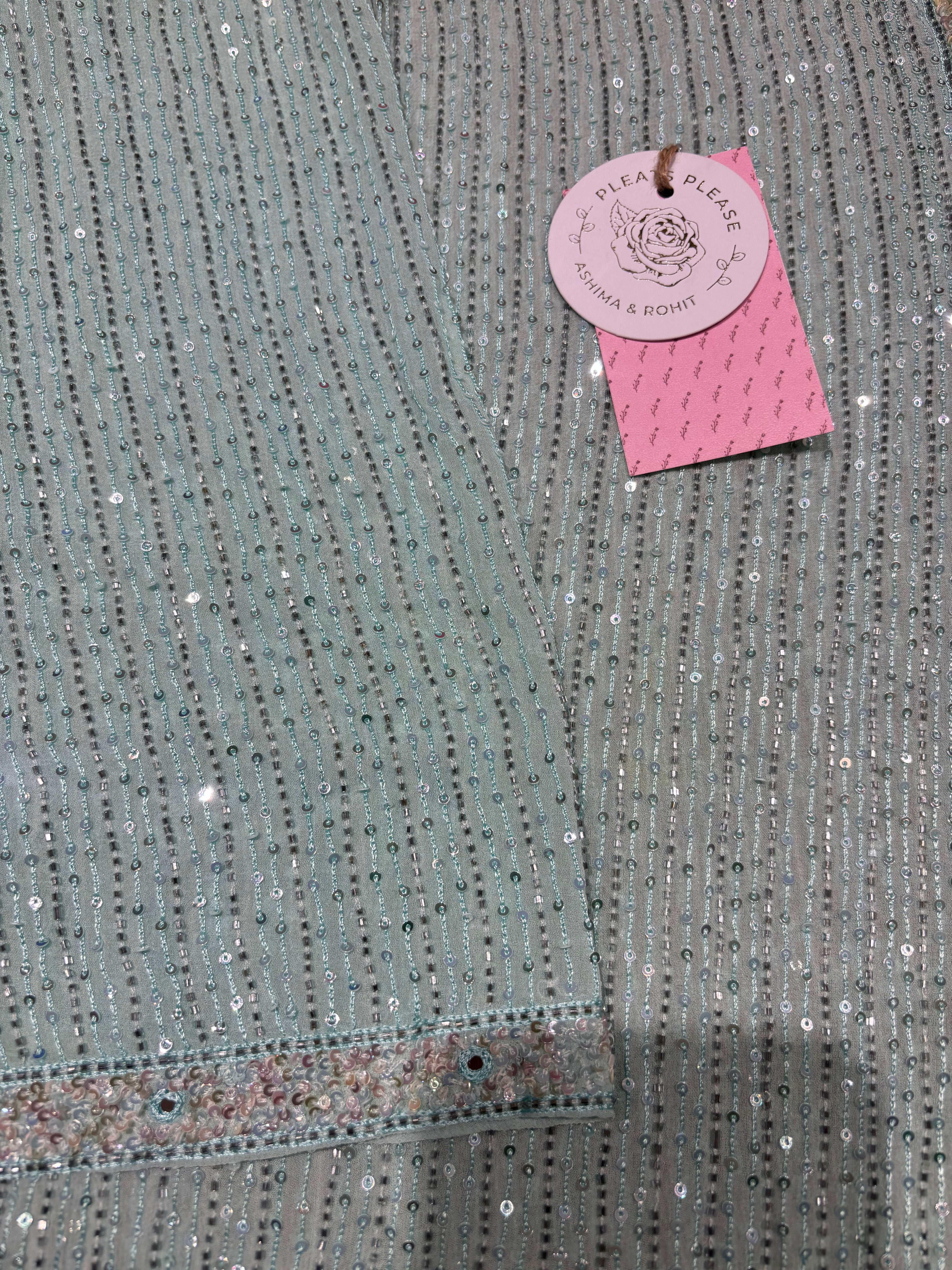 Sea Foam Pure and Premium Georgette Chikankari Kurta and Dupatta Set