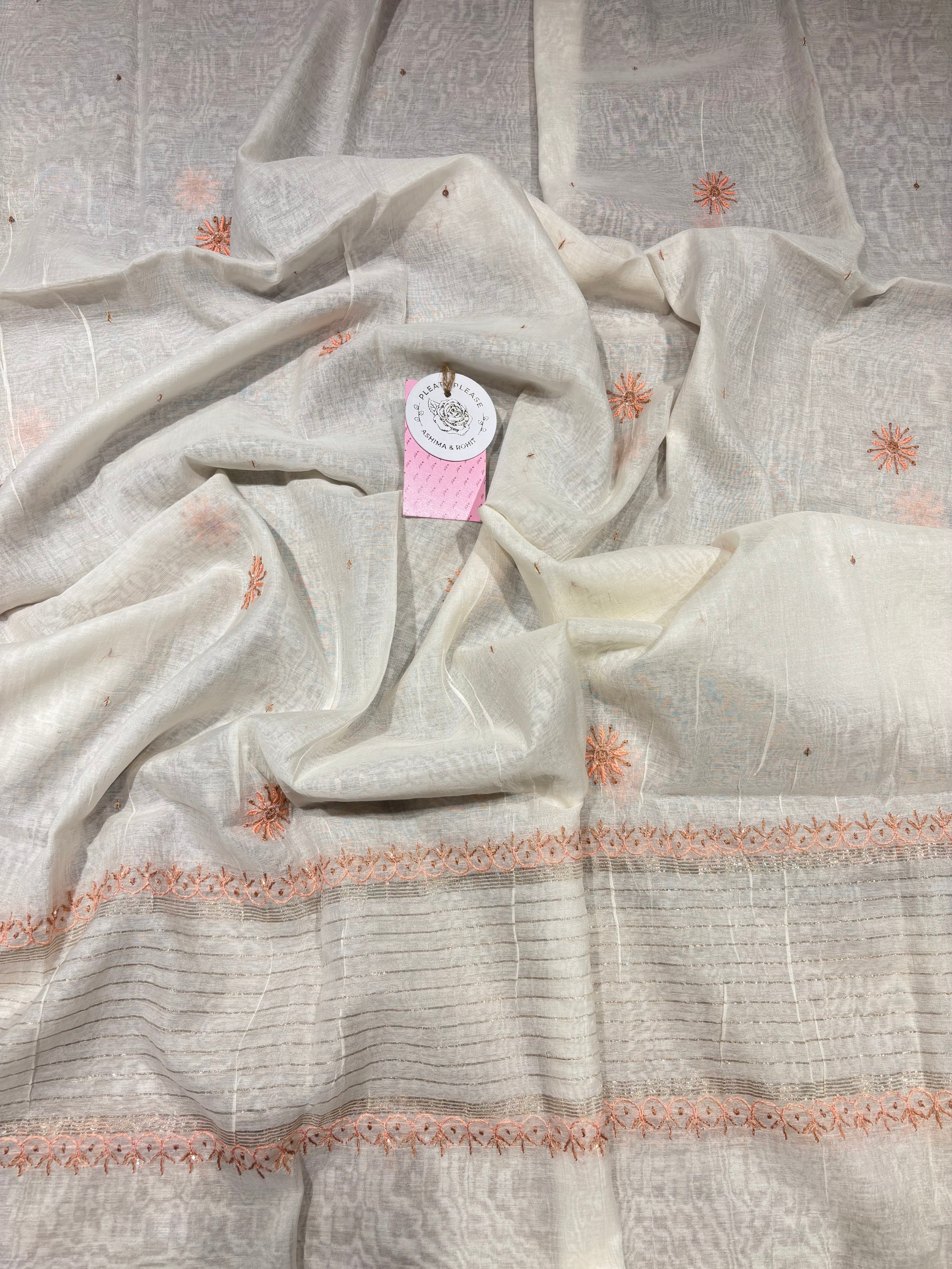 Dyeable Chanderi Mul Chikankari Kurta & Dupatta Set