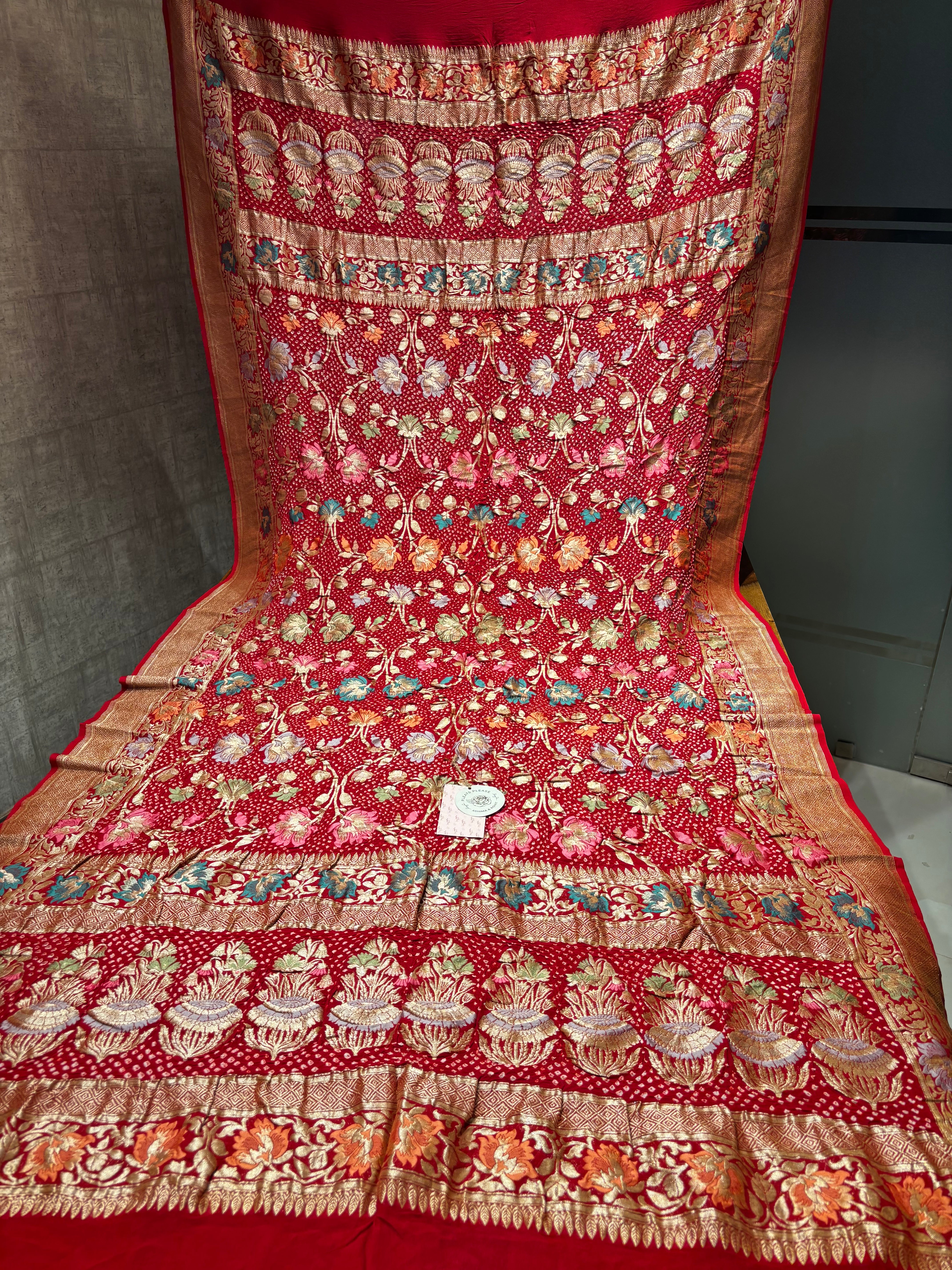 Red Bandhej Khaddi Georgette Dupatta