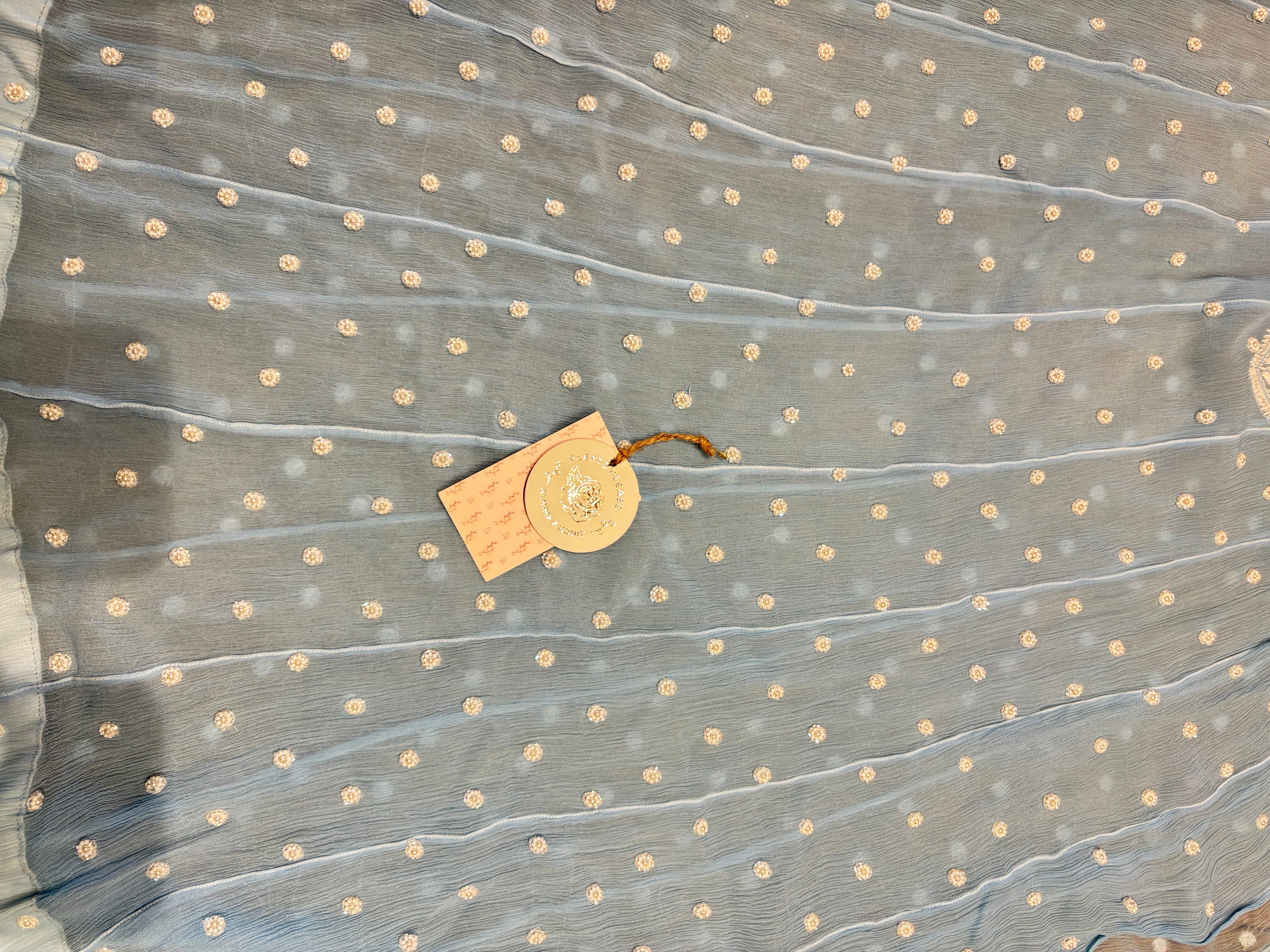 Powder Blue Chiffon Chikankari Anarkali & Dupatta