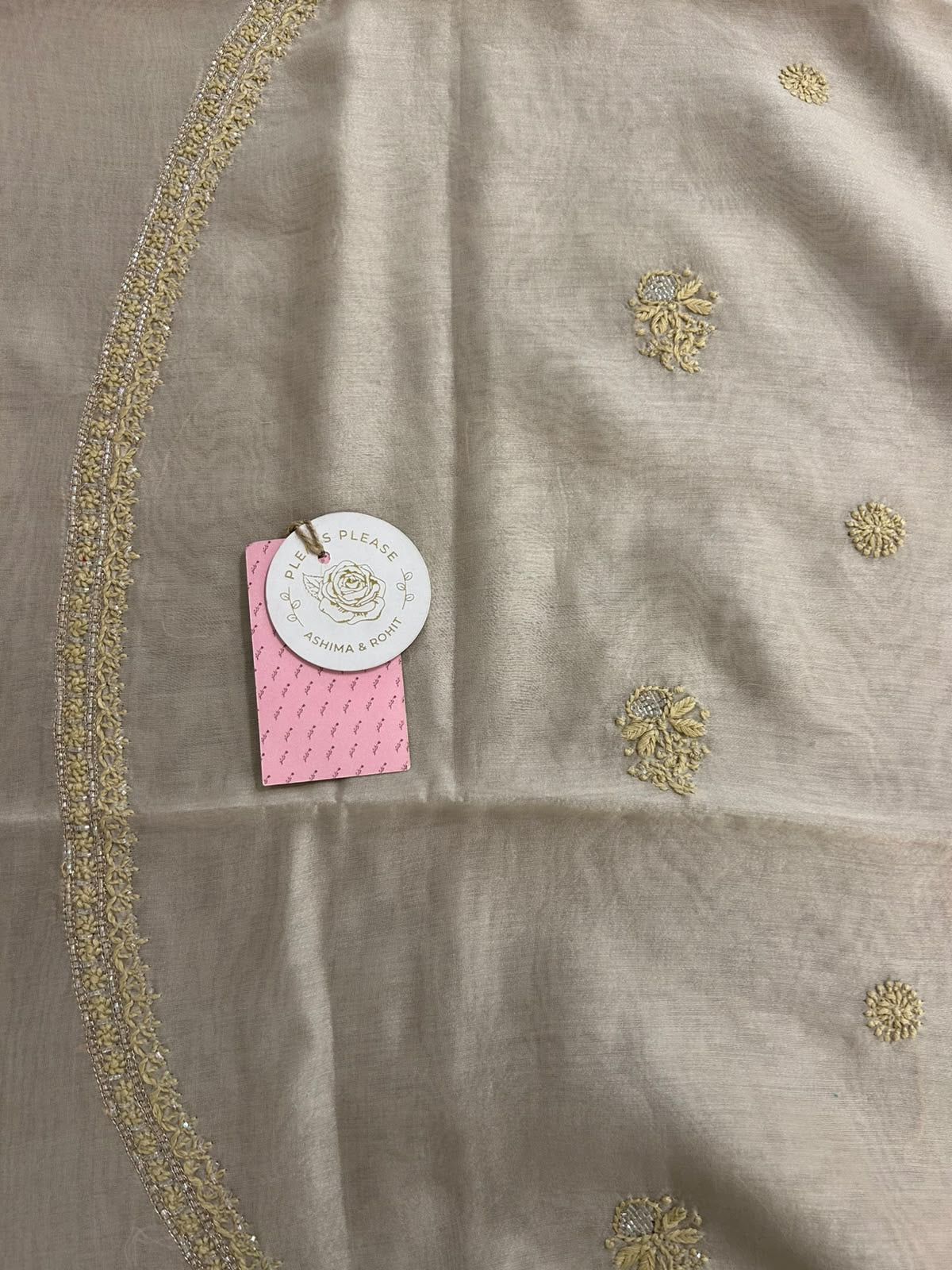 Champagne Chanderi Silk Chikankari Men’s Kurta