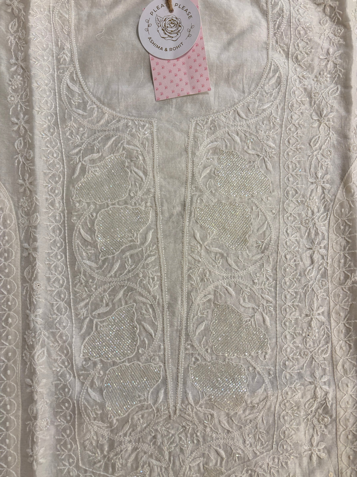 Dyeable Chanderi Silk Chikankari Kurta & Dupatta