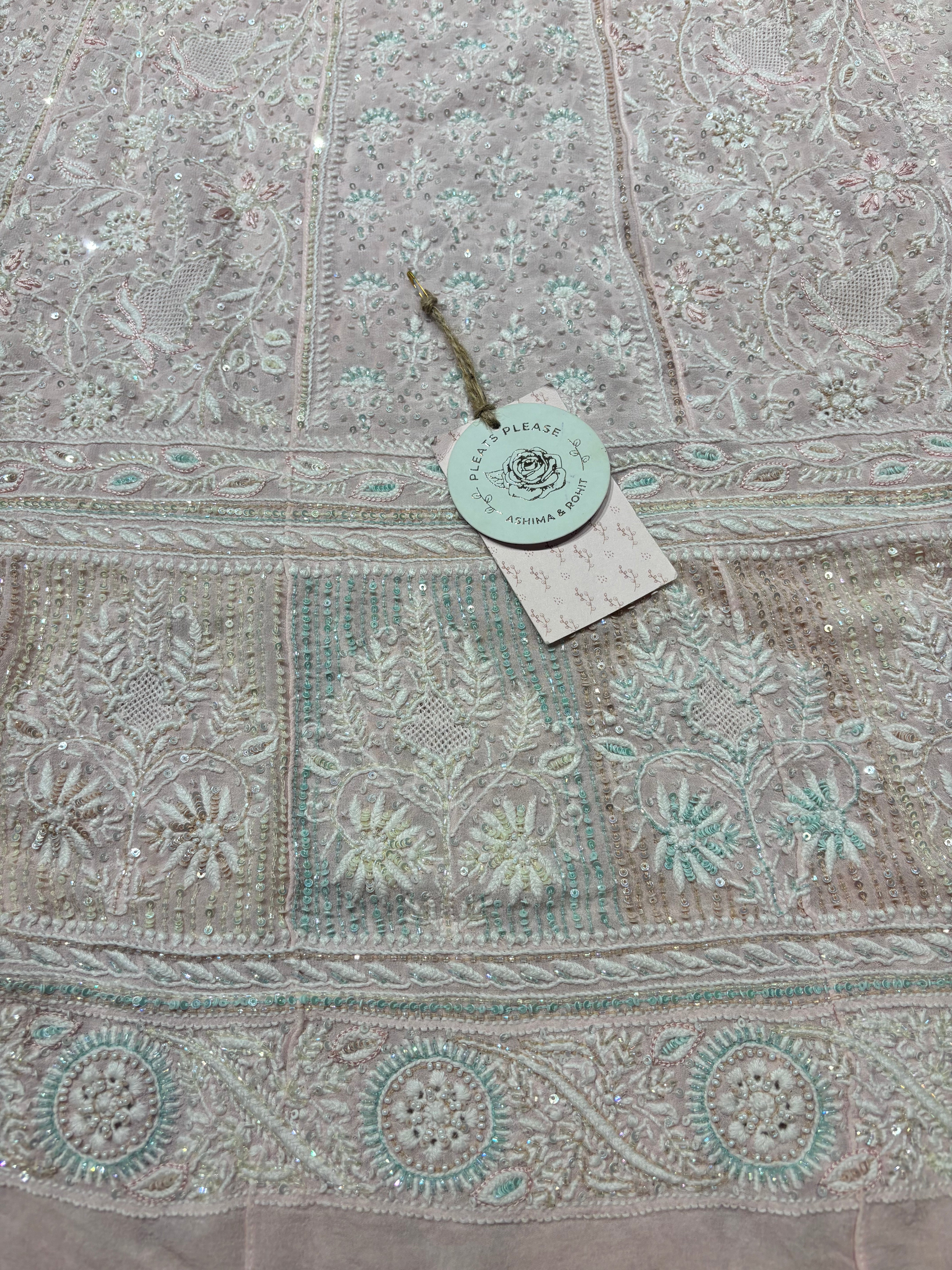 Pink Pure and Premium Georgette Chikankari Anarkali and Dupatta set