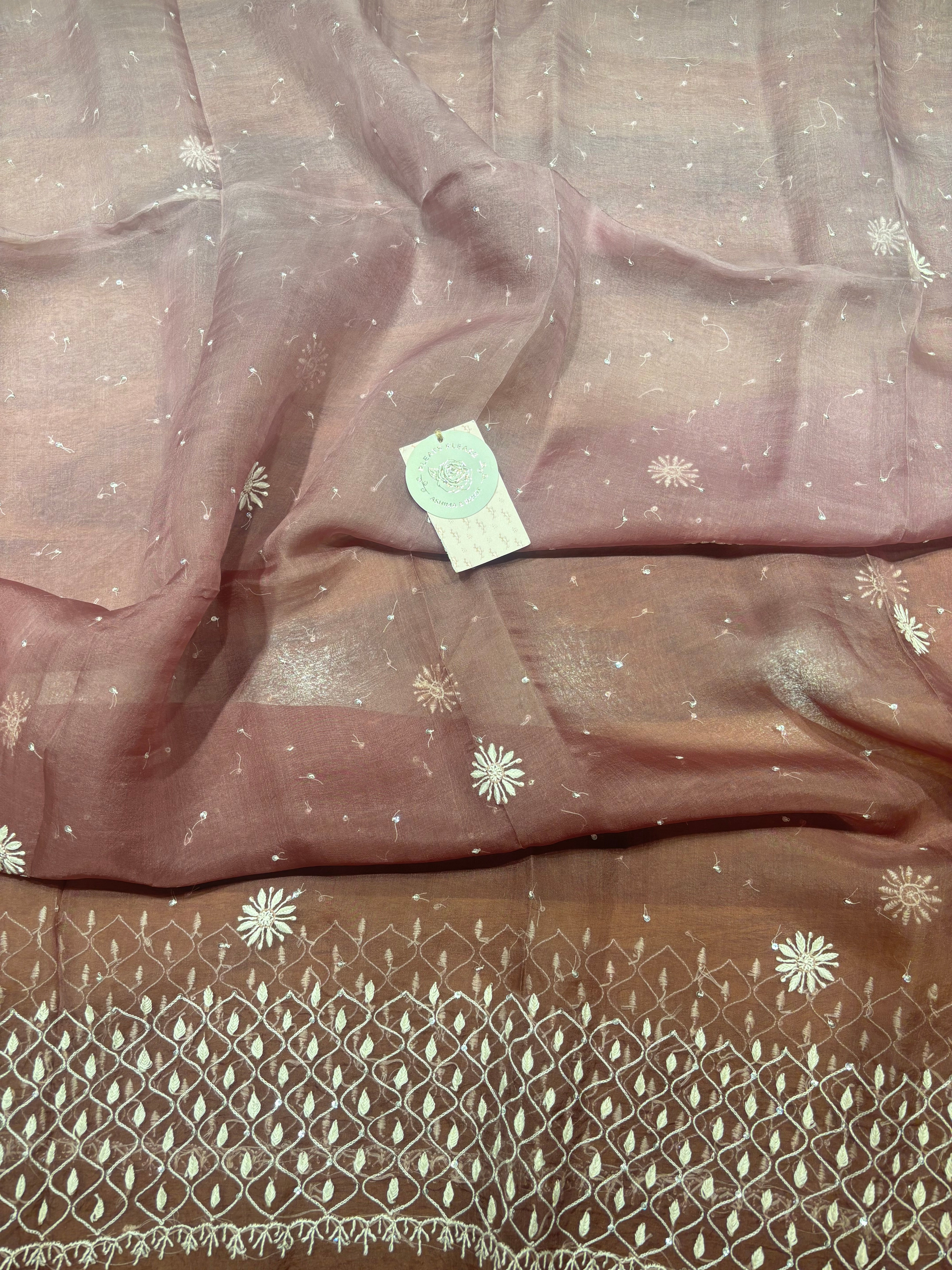 Garnet Ombre Pure & Premium Organza Anarkali & Dupatta Set