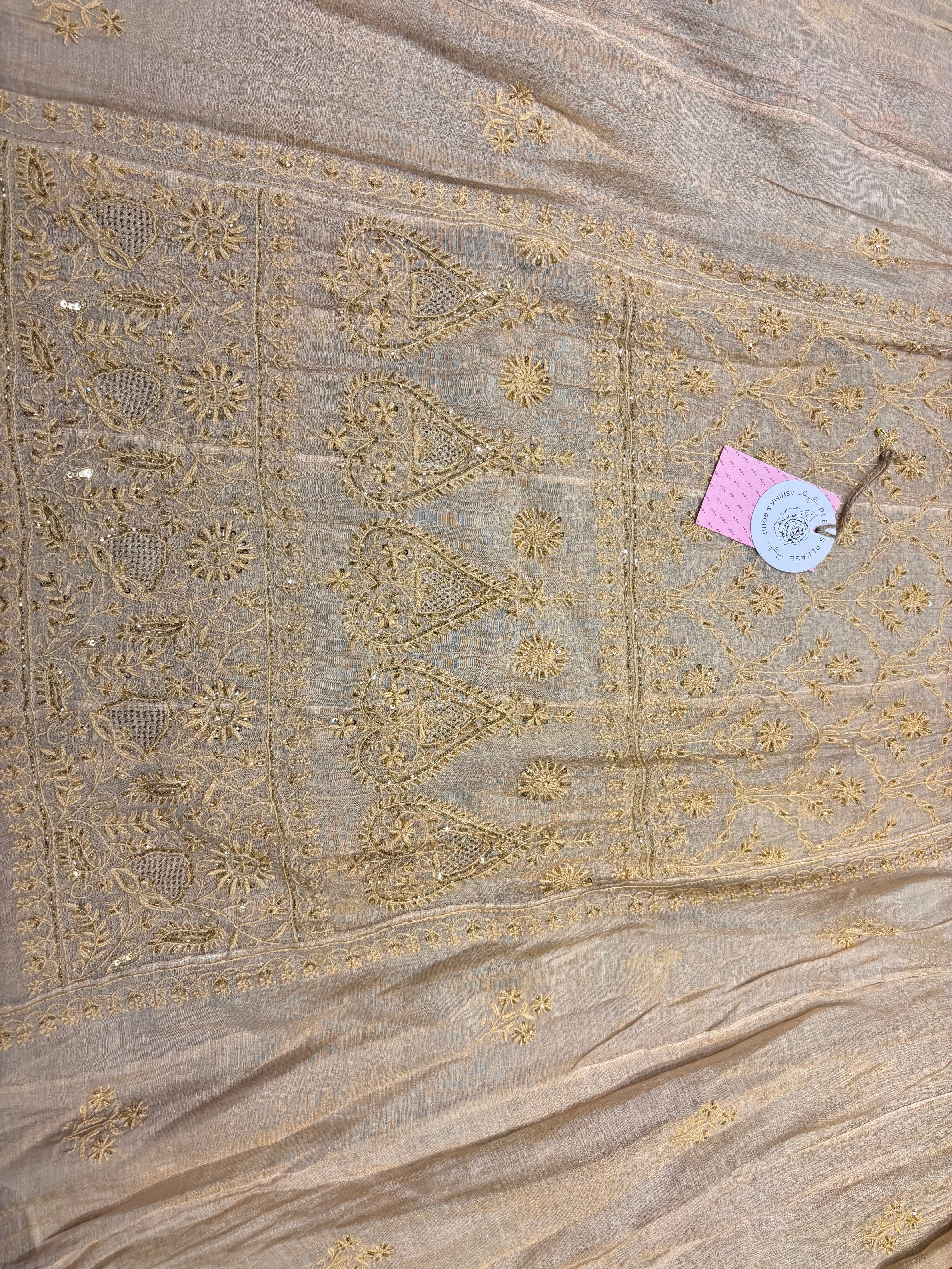 Dyeable Pure & Premium Tissue Chikankari Anarkali and Dupatta set