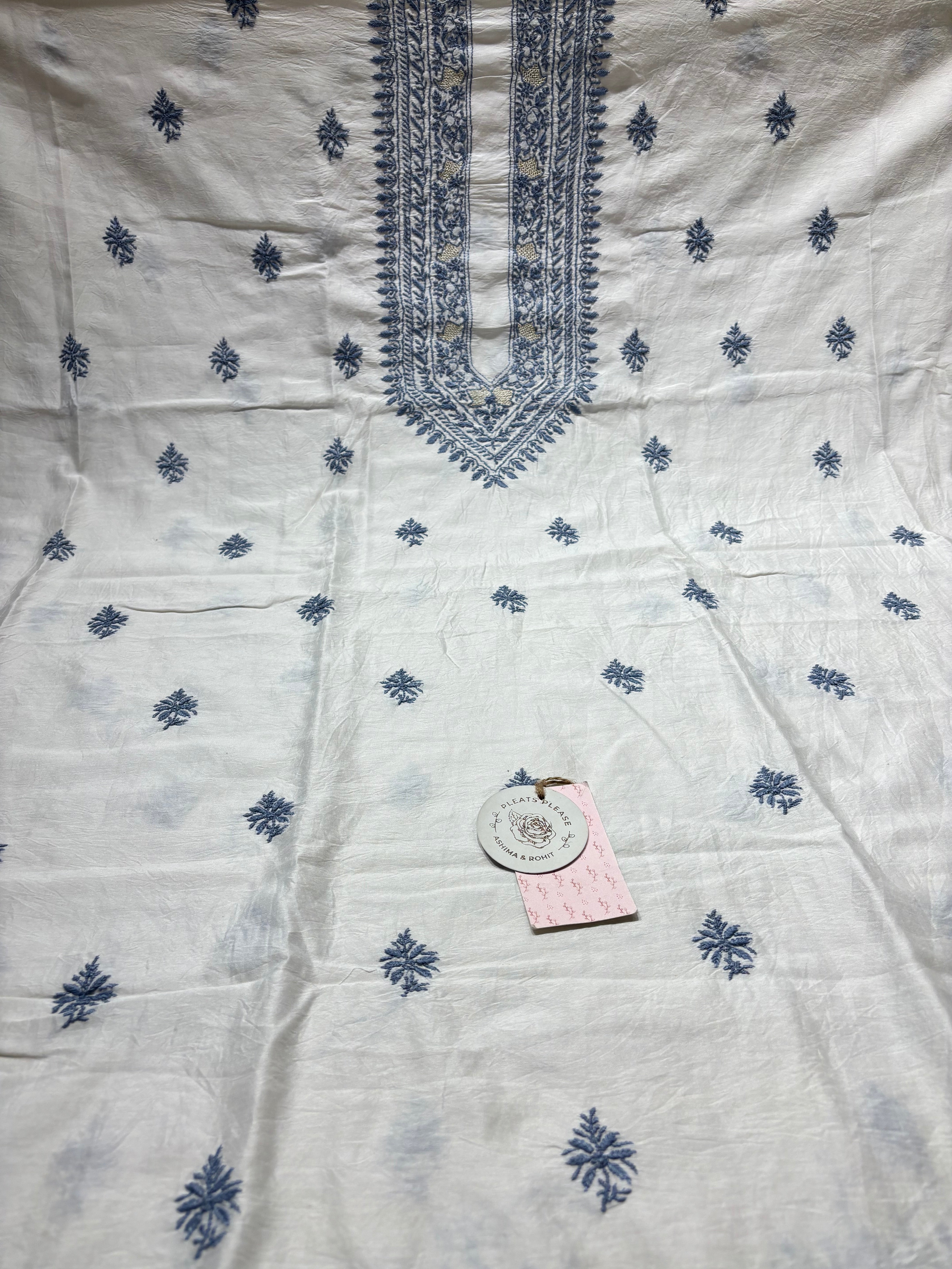 Dyeable Chanderi Silk Chikankari Men’s Kurta Fabric