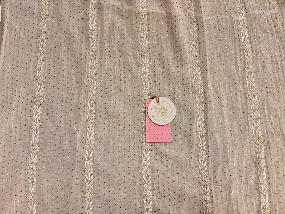 Dyeable Chanderi Mul Chikankari Mukaish Kurta & Dupatta