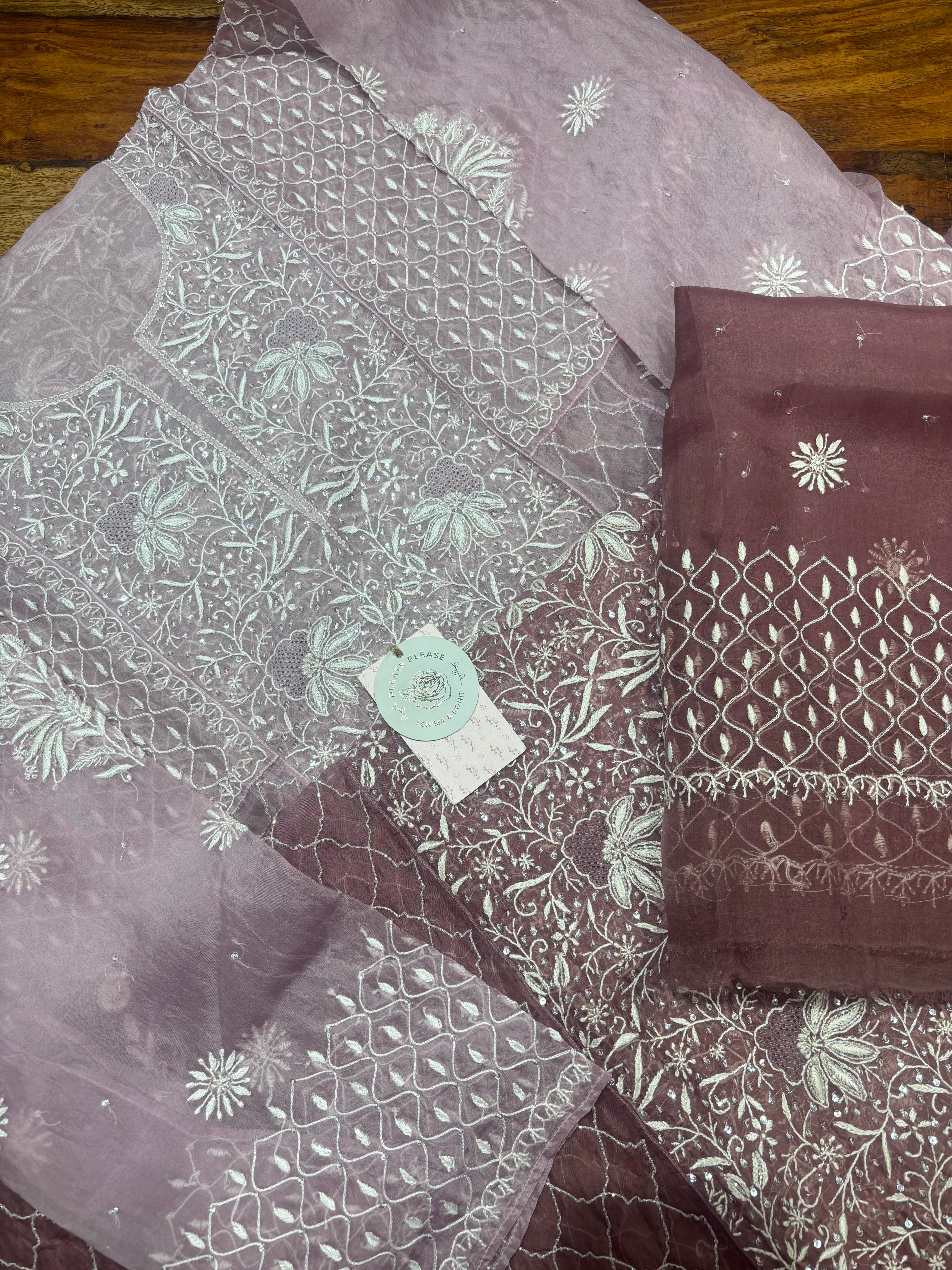 Garnet Ombre Pure & Premium Organza Anarkali & Dupatta Set