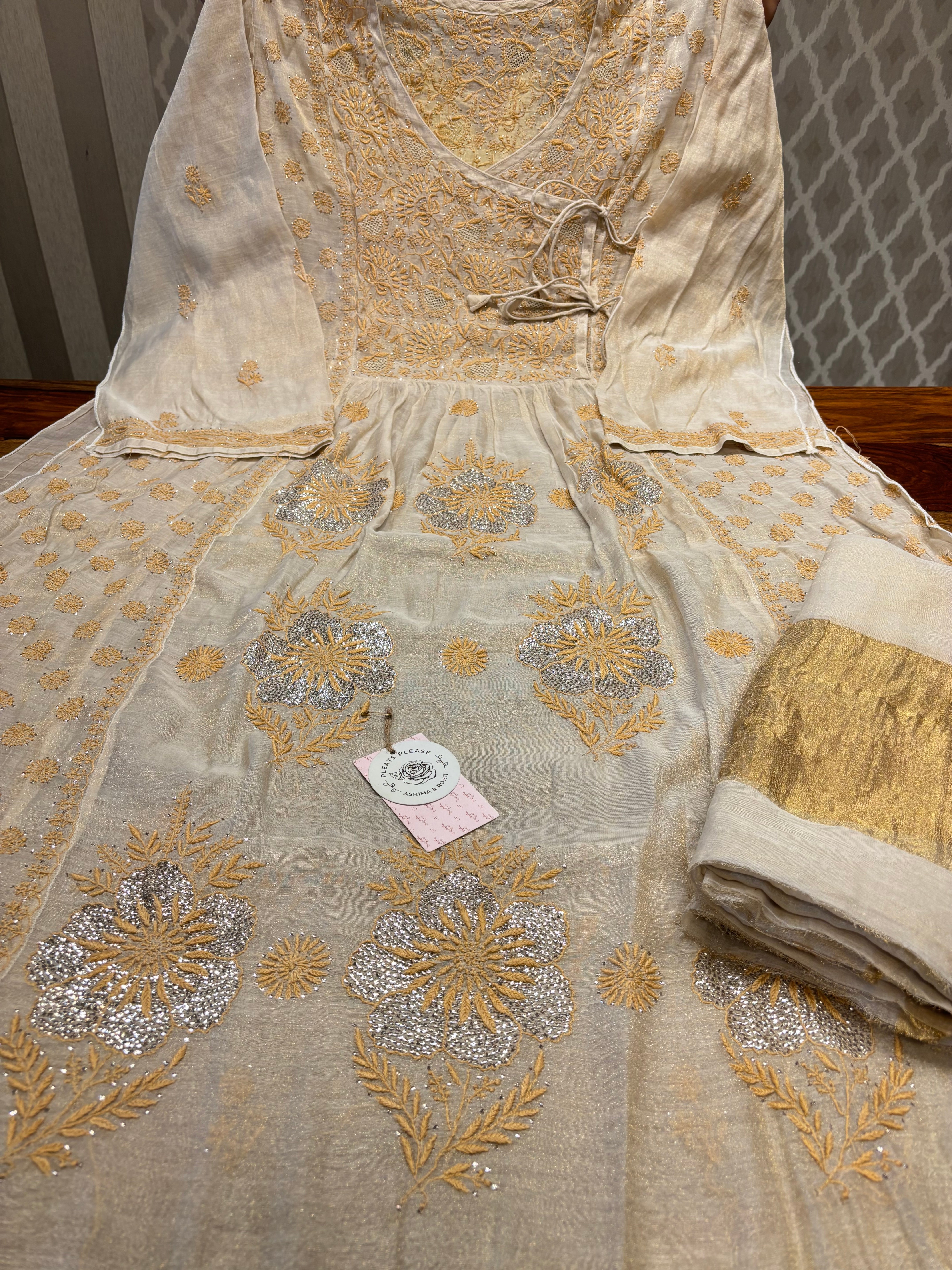 Dyeable Pure And Premium Tissue Angrakha Kurta And Dupatta Set