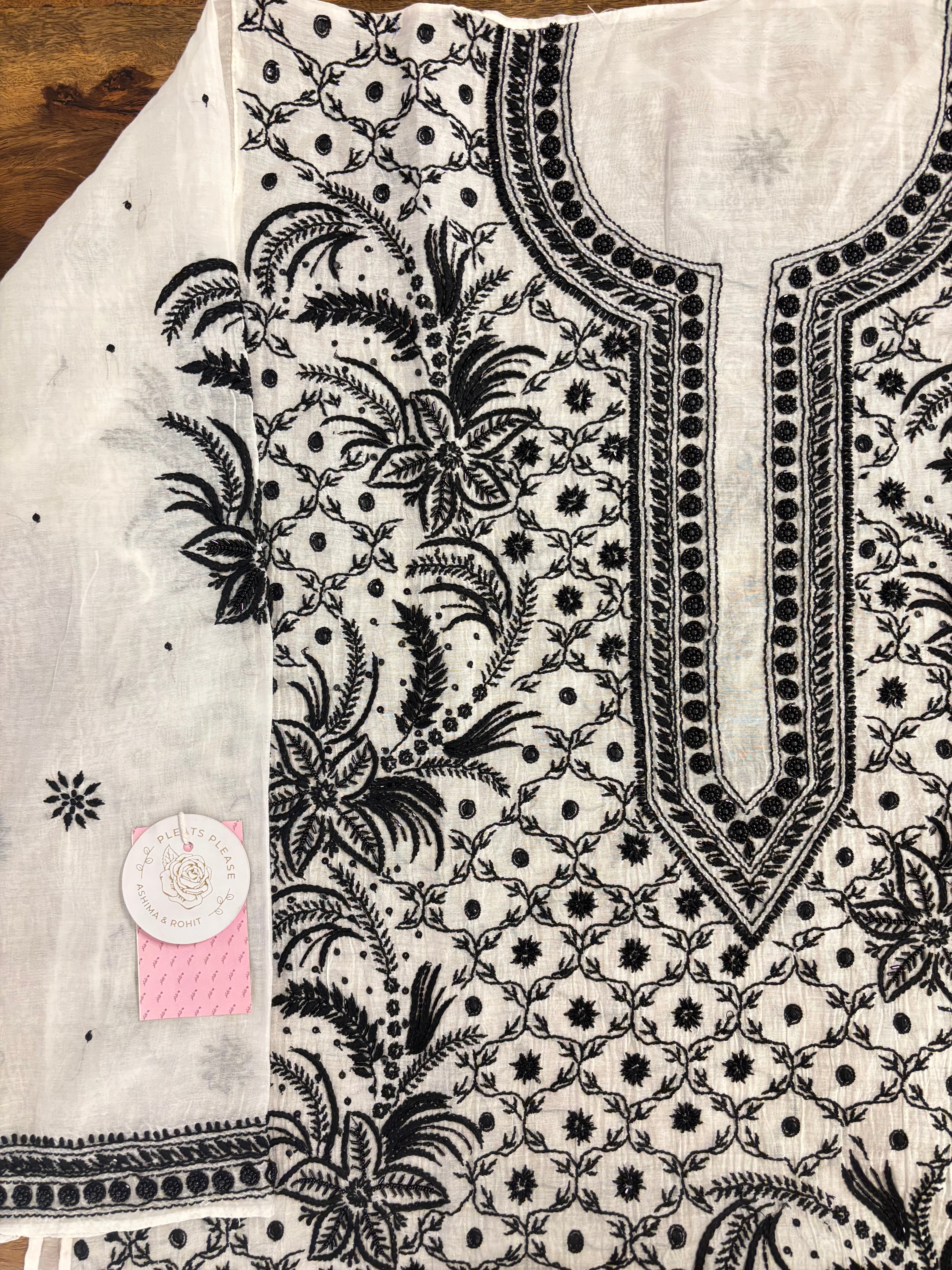 Dyeable Chanderi Chikankari Kurta & Dupatta