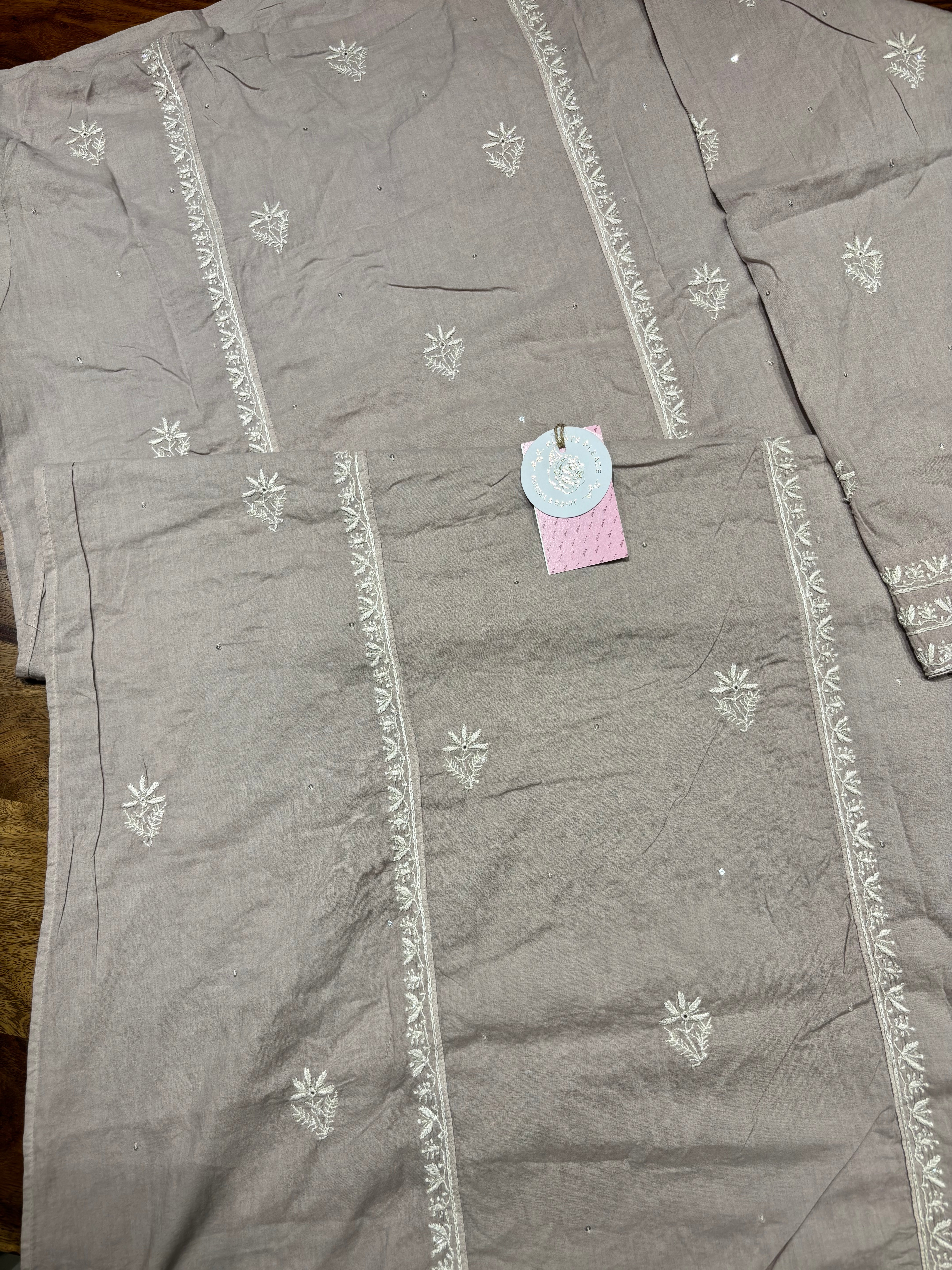 Mauvish Pink Mulmul Chikankari Kurta